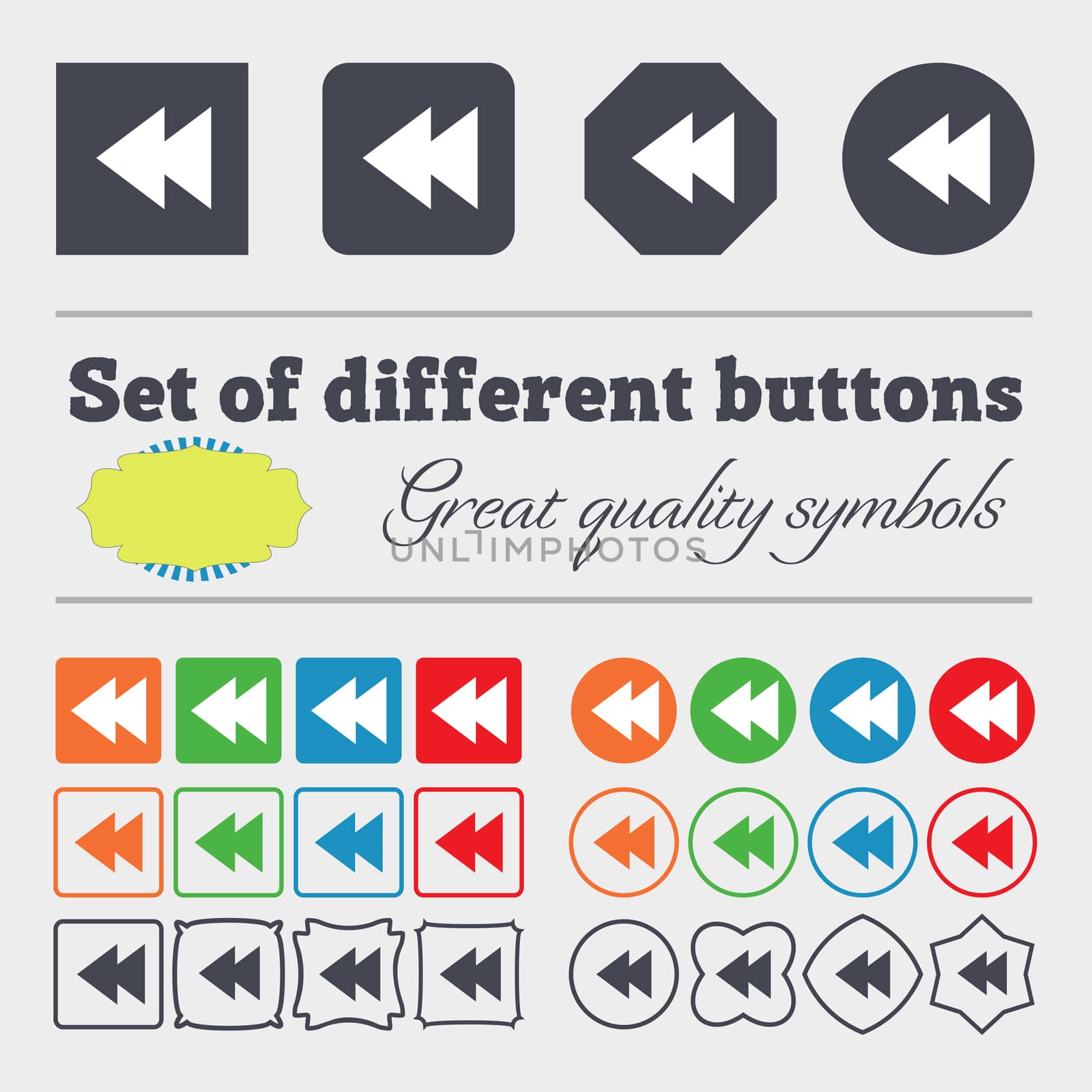 multimedia sign icon. Player navigation symbol. Big set of colorful, diverse, high-quality buttons. illustration