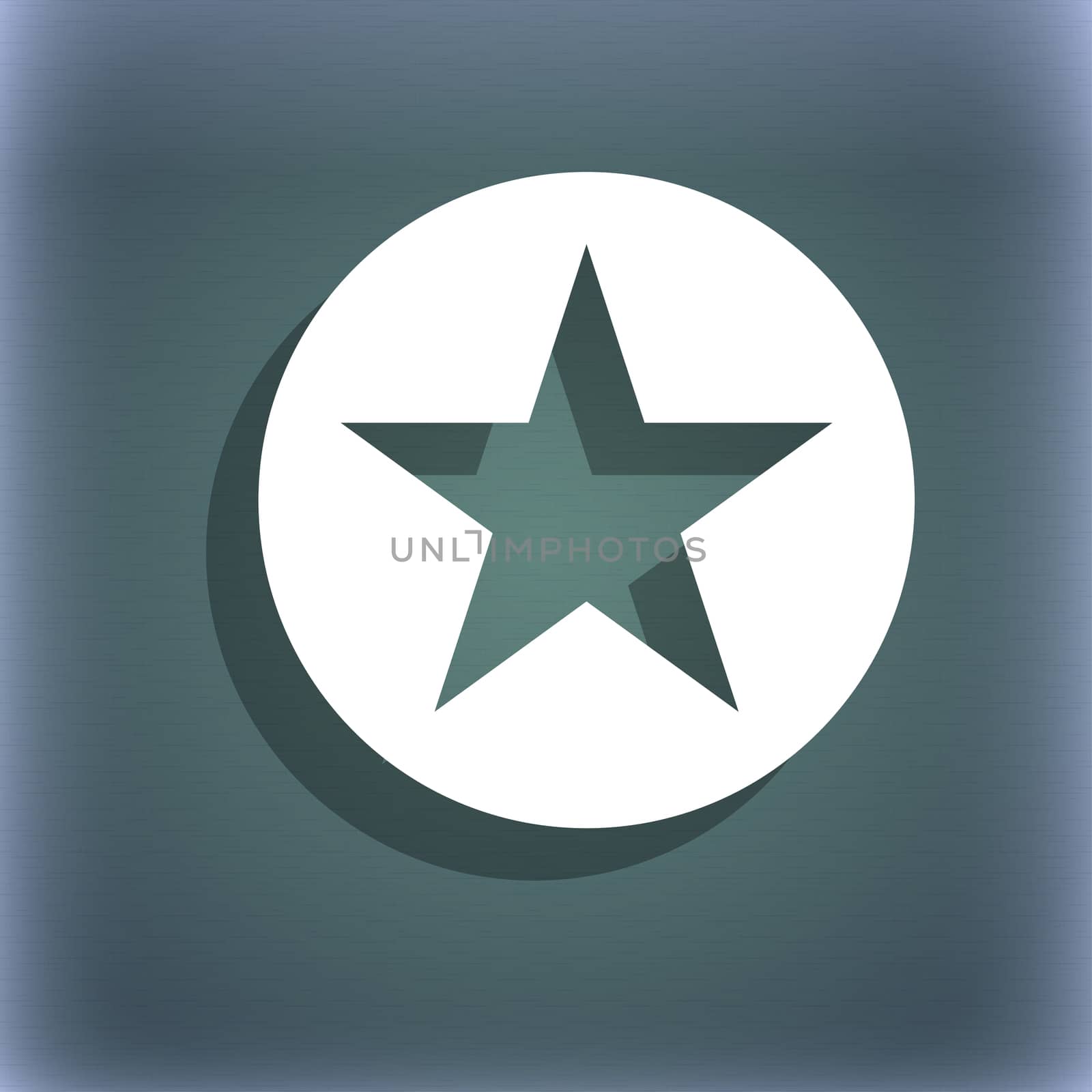 Star, Favorite icon symbol on the blue-green abstract background with shadow and space for your text.  by serhii_lohvyniuk