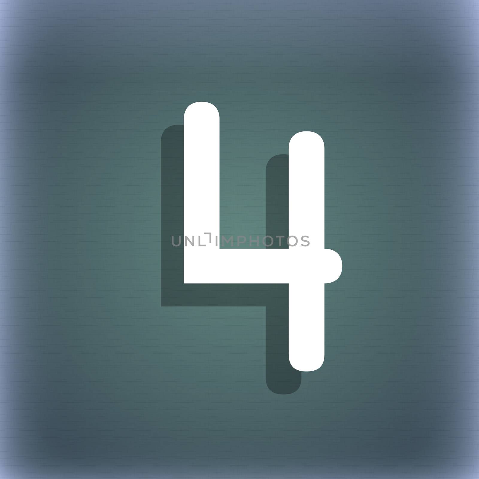 number four icon sign. On the blue-green abstract background with shadow and space for your text.  by serhii_lohvyniuk
