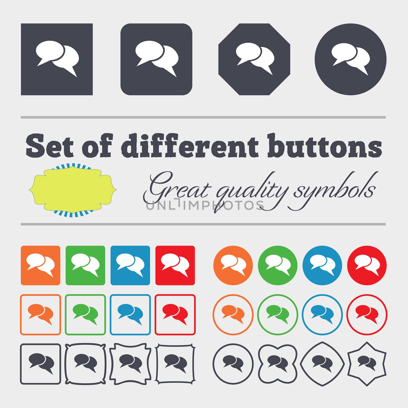 Speech bubble icons. Think cloud symbols. Big set of colorful, diverse, high-quality buttons.  by serhii_lohvyniuk