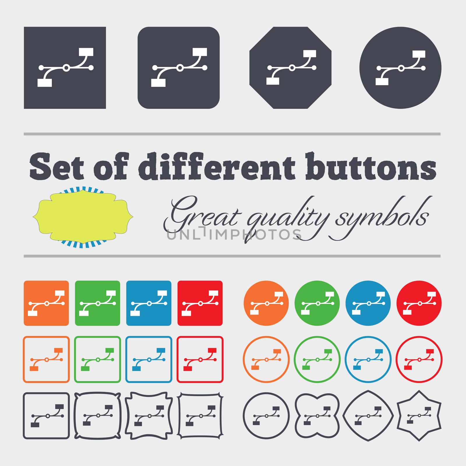 Bezier Curve icon sign. Big set of colorful, diverse, high-quality buttons. illustration
