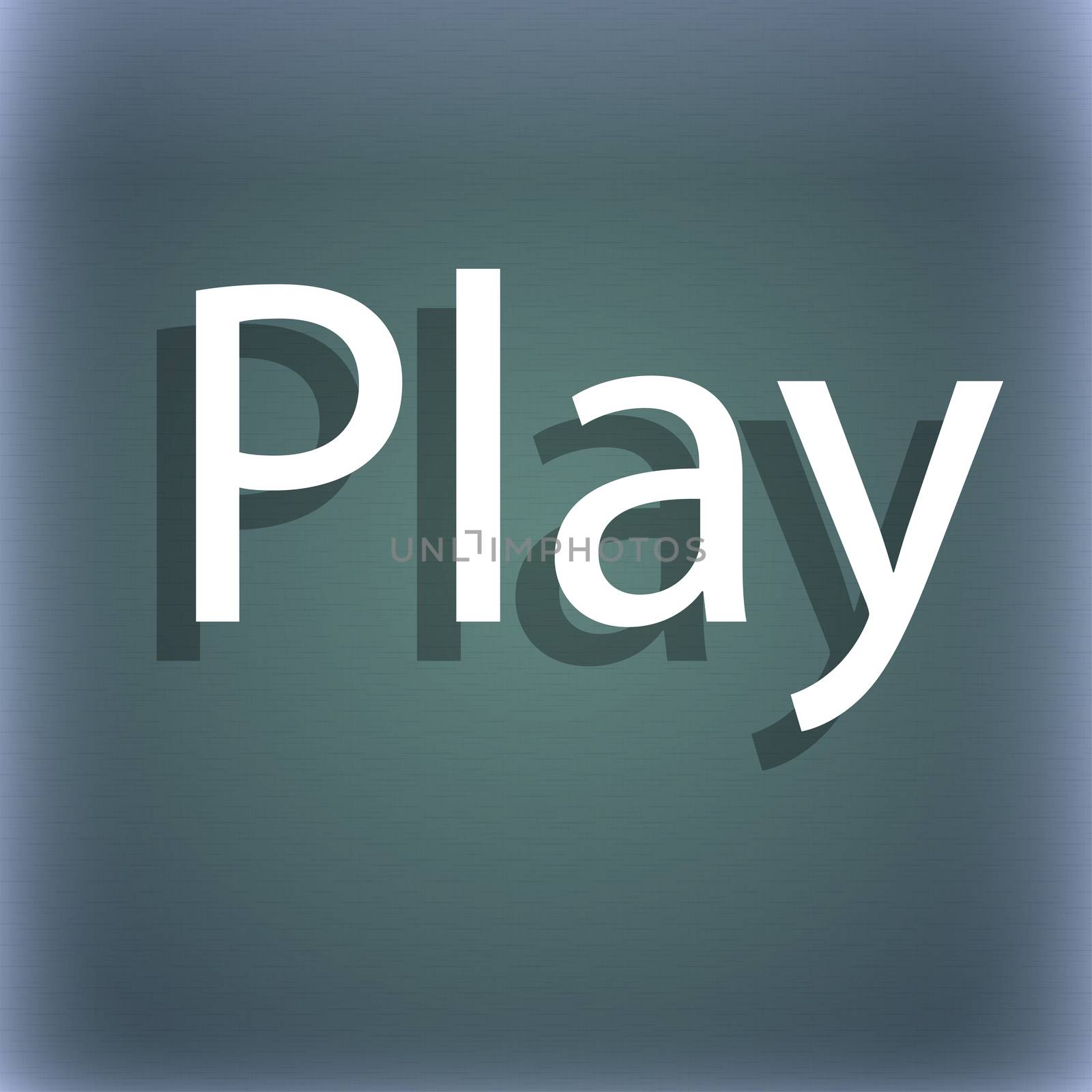 Play sign icon. symbol. On the blue-green abstract background with shadow and space for your text. illustration