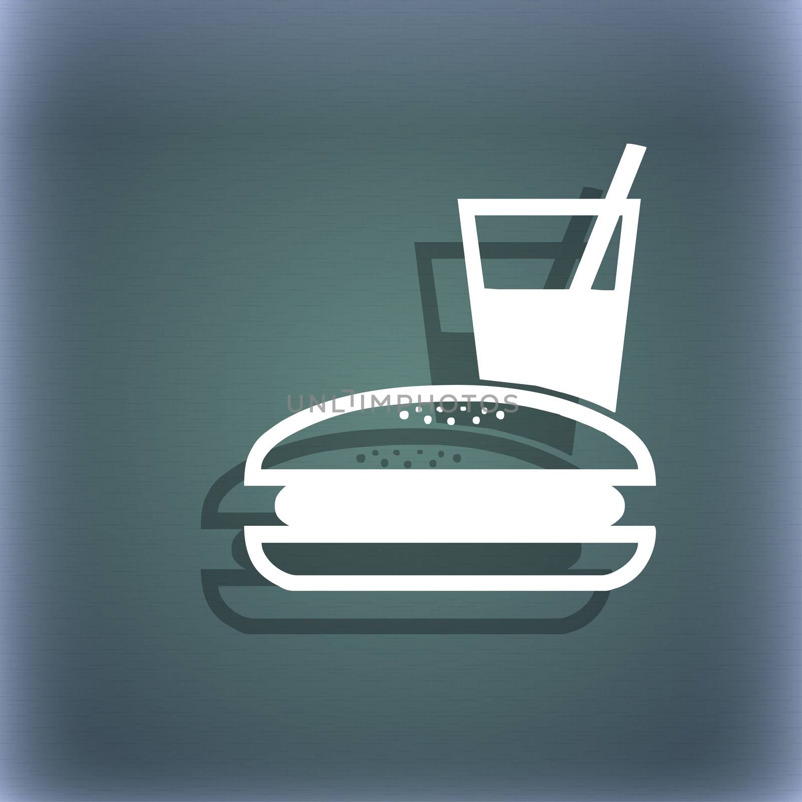 lunch box icon symbol on the blue-green abstract background with shadow and space for your text.  by serhii_lohvyniuk
