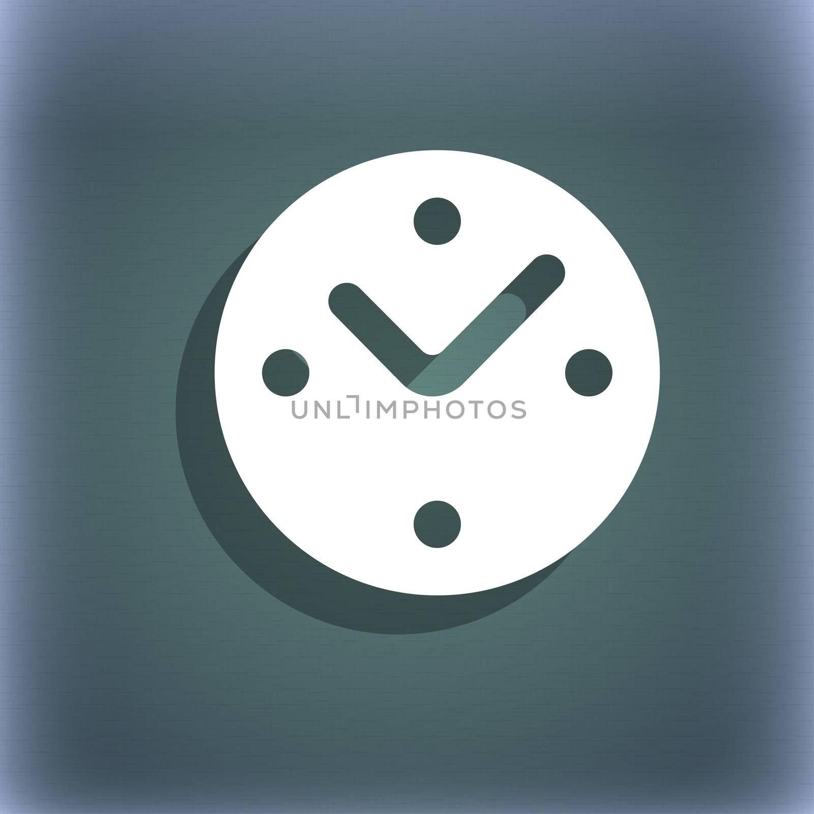 Mechanical Clock icon symbol on the blue-green abstract background with shadow and space for your text. illustration