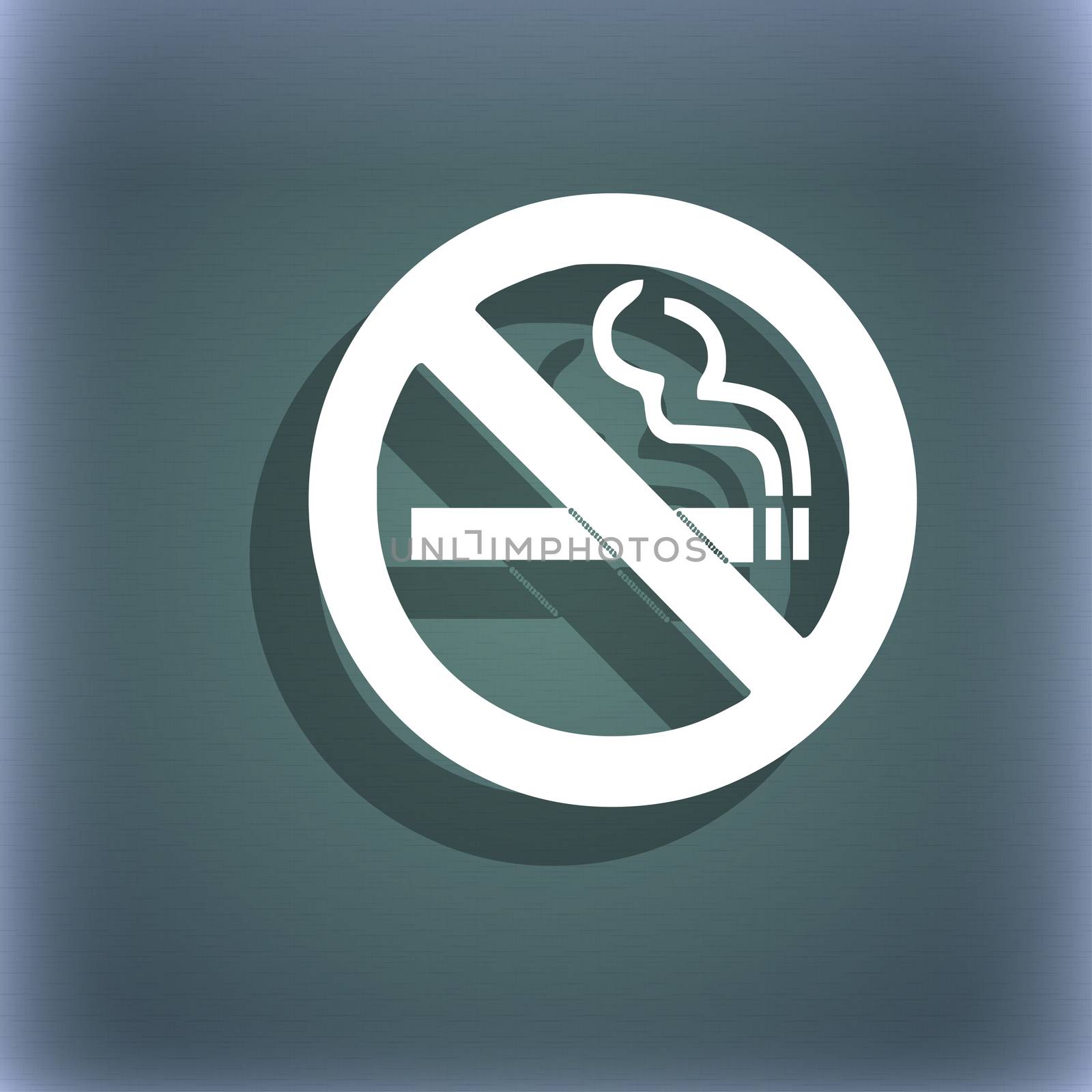 no smoking icon symbol on the blue-green abstract background with shadow and space for your text.  by serhii_lohvyniuk