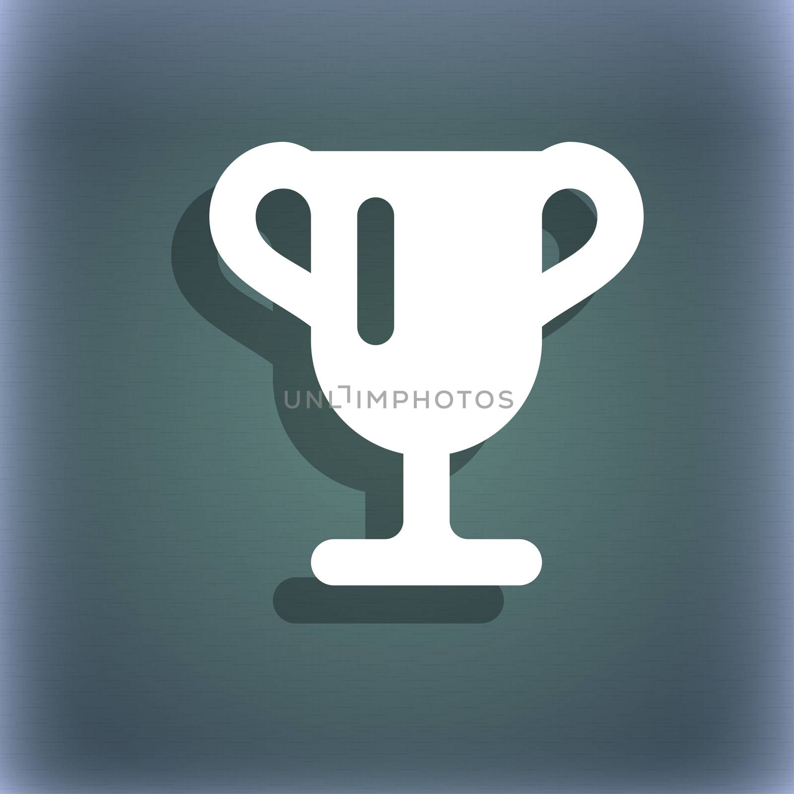 Winner cup, Awarding of winners, Trophy icon symbol on the blue-green abstract background with shadow and space for your text.  by serhii_lohvyniuk