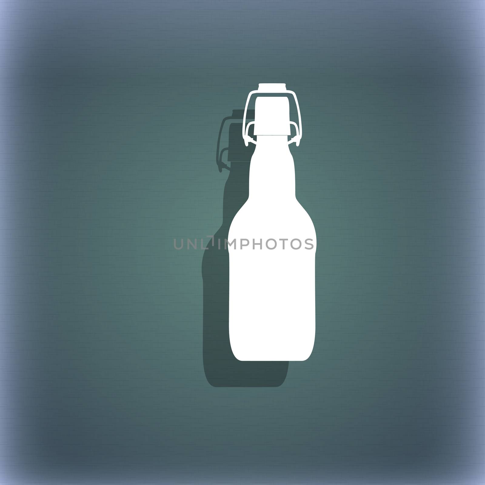 bottle icon symbol on the blue-green abstract background with shadow and space for your text.  by serhii_lohvyniuk