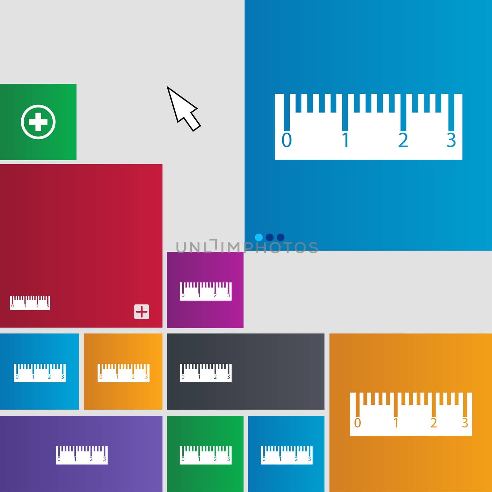 Ruler sign icon. School tool symbol. Set of colored buttons.  by serhii_lohvyniuk