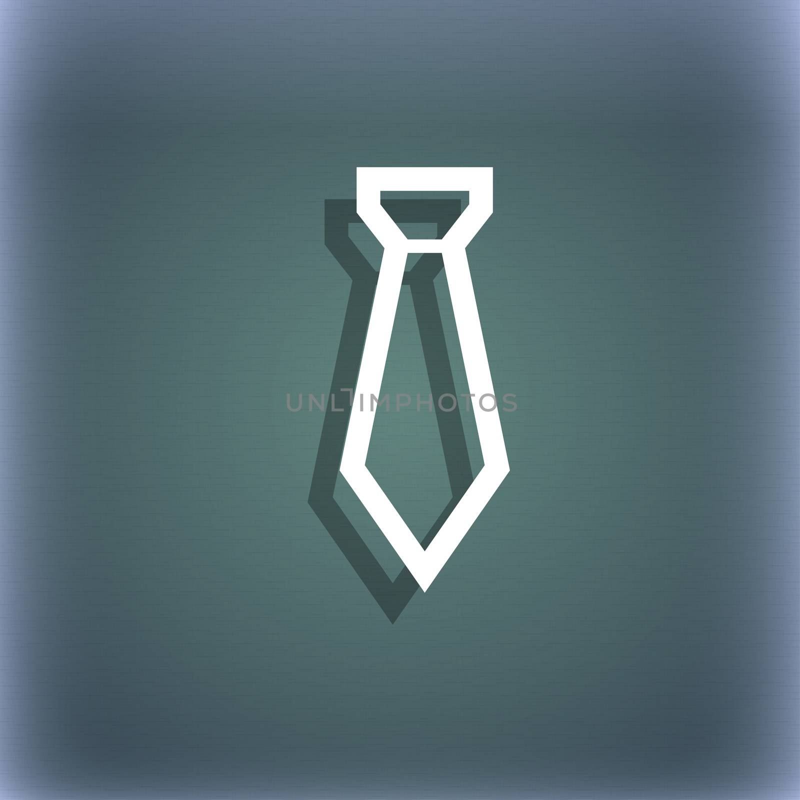 Tie icon symbol on the blue-green abstract background with shadow and space for your text.  by serhii_lohvyniuk