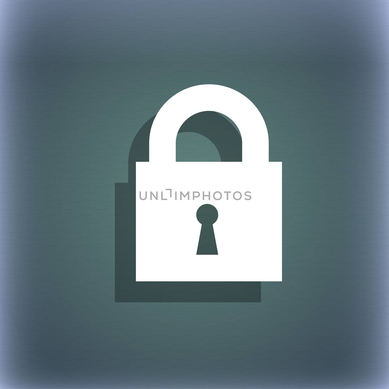 closed lock icon symbol on the blue-green abstract background with shadow and space for your text. illustration