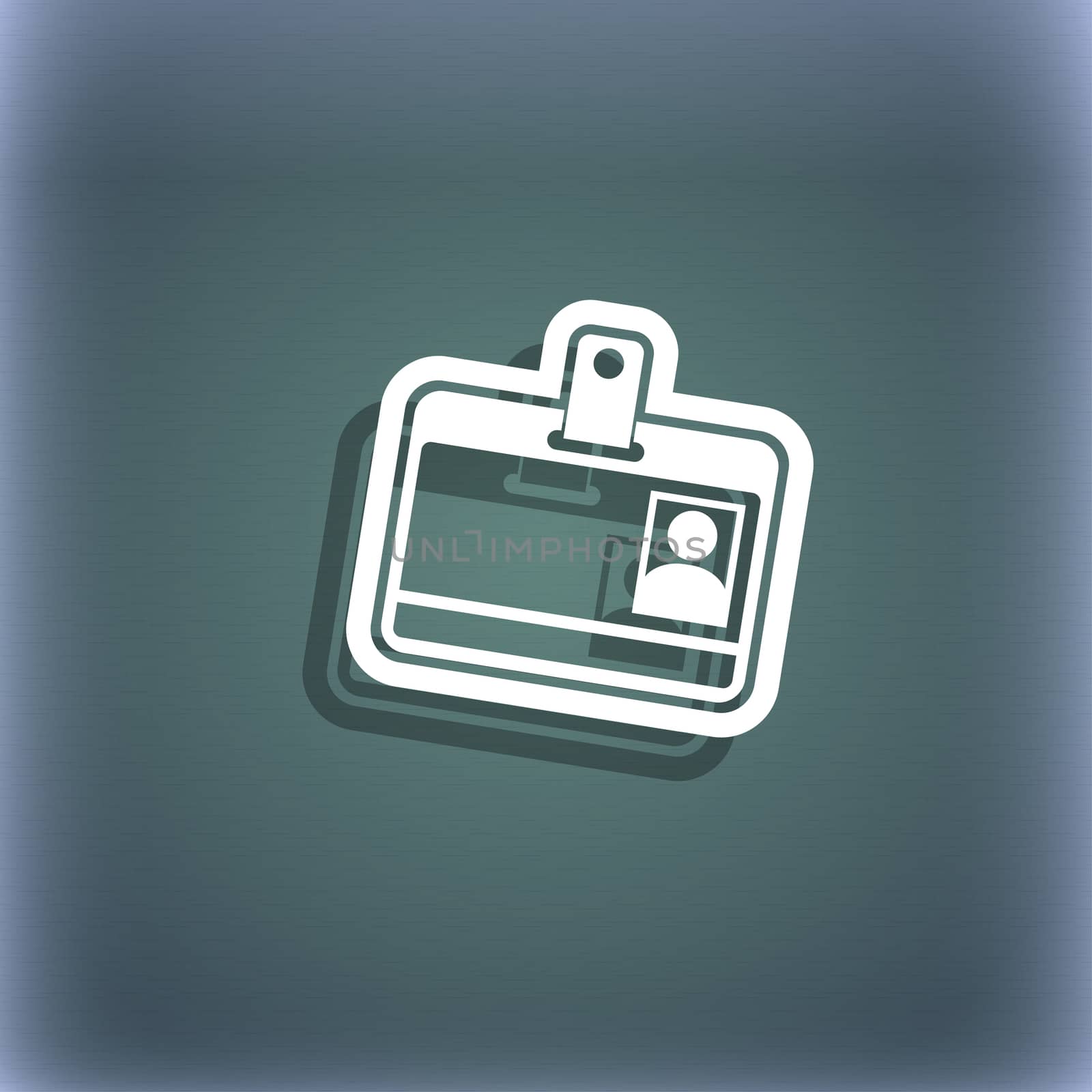 Id card icon symbol on the blue-green abstract background with shadow and space for your text.  by serhii_lohvyniuk