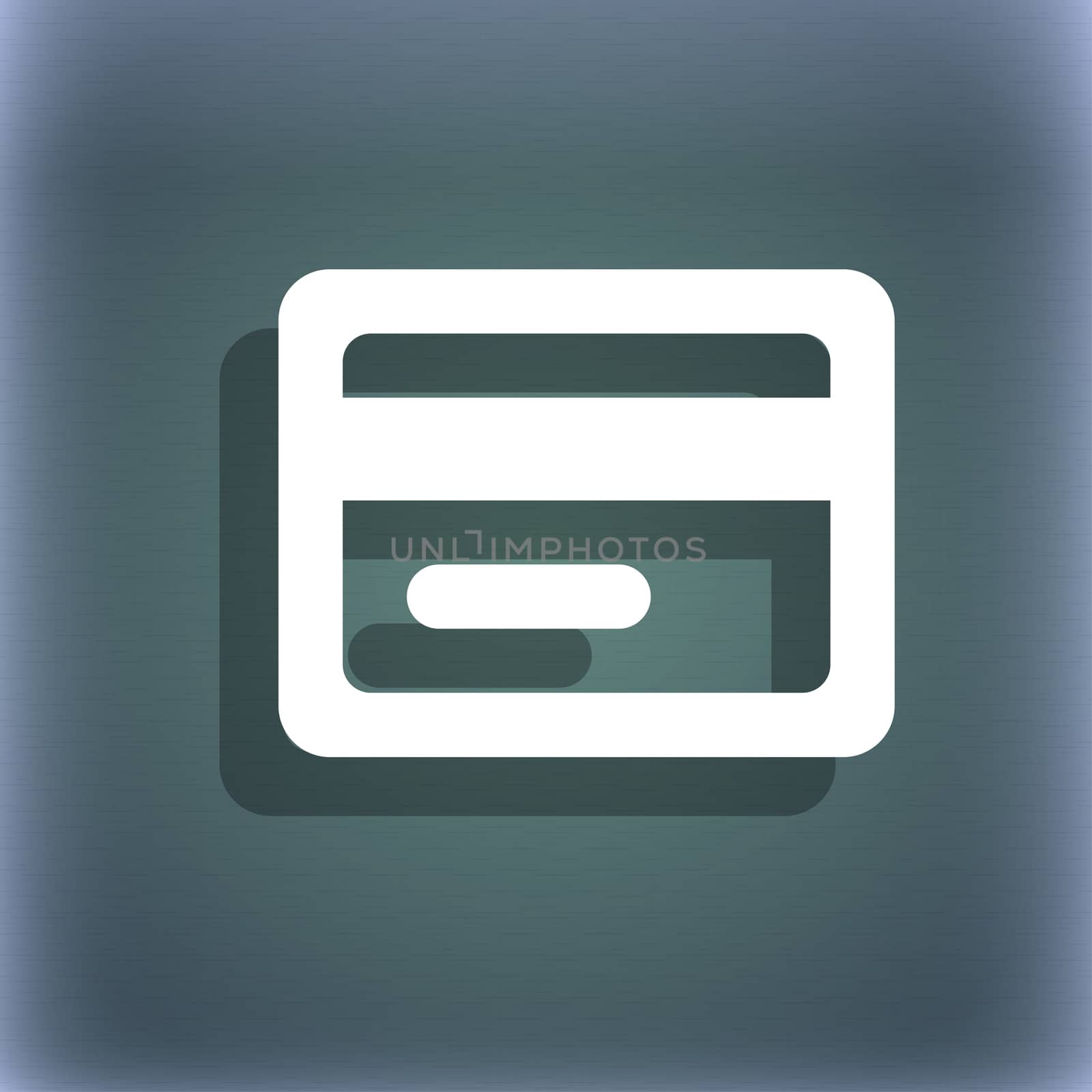 credit card icon symbol on the blue-green abstract background with shadow and space for your text.  by serhii_lohvyniuk