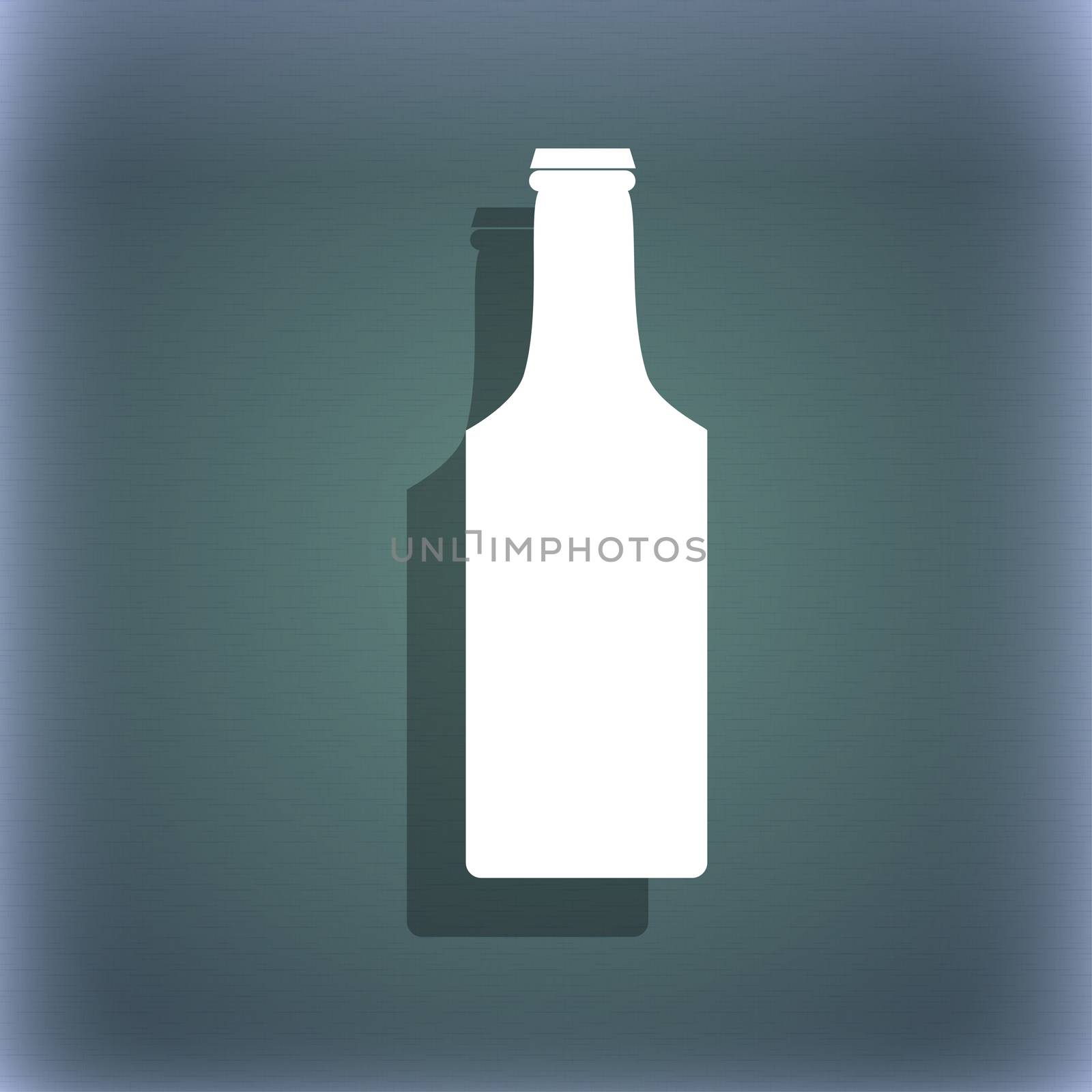 bottle icon symbol on the blue-green abstract background with shadow and space for your text. illustration