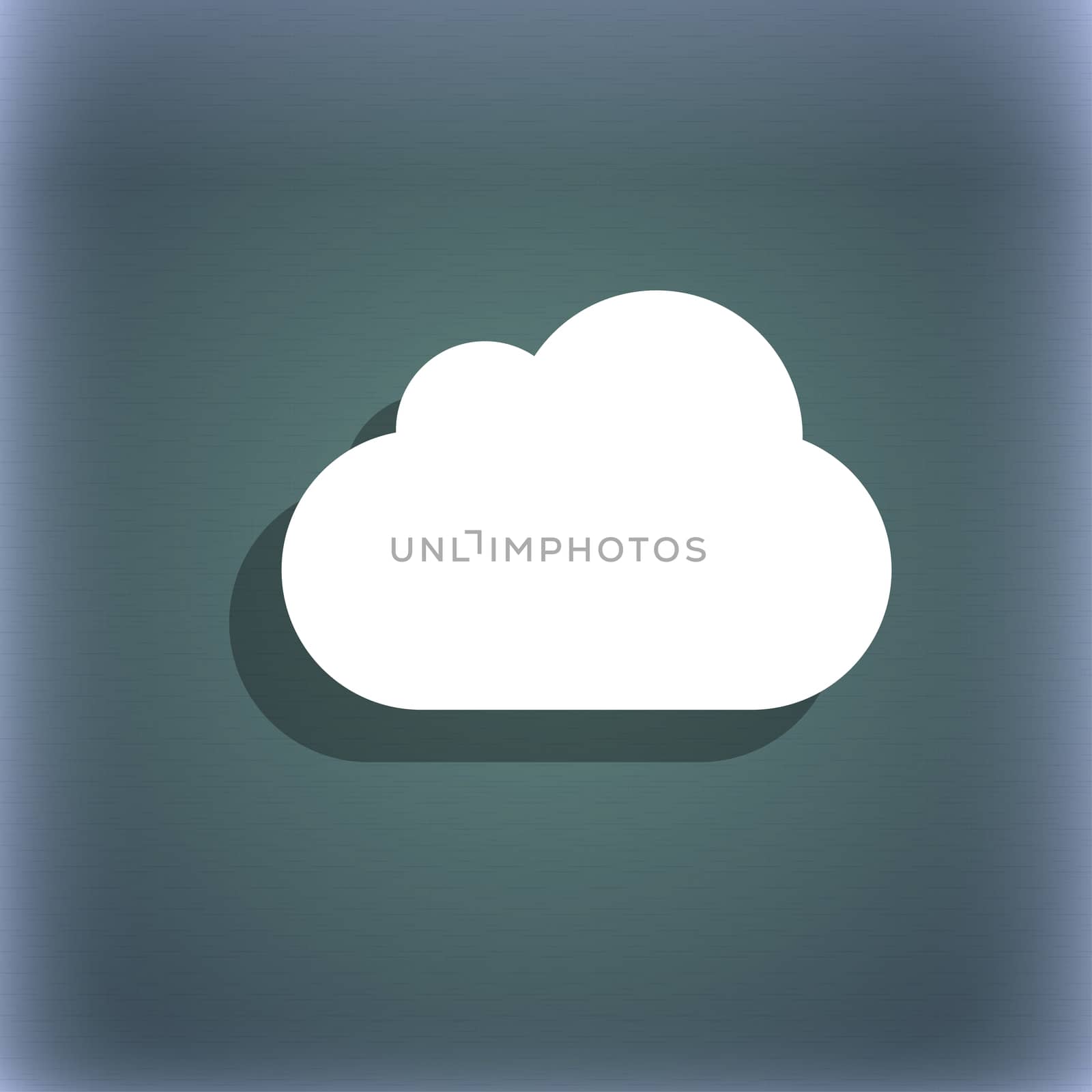 cloud icon symbol on the blue-green abstract background with shadow and space for your text. illustration