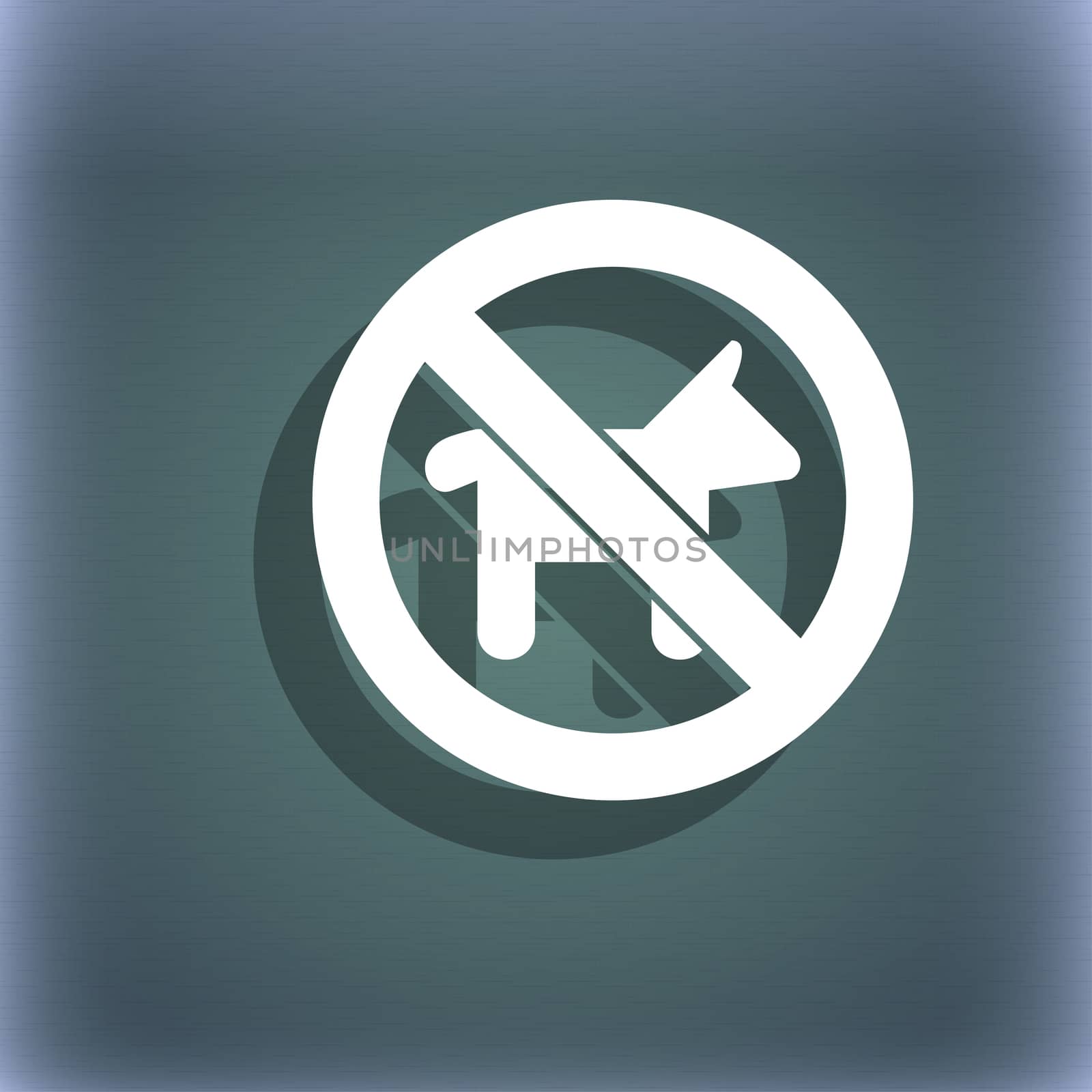 dog walking is prohibited icon symbol on the blue-green abstract background with shadow and space for your text.  by serhii_lohvyniuk