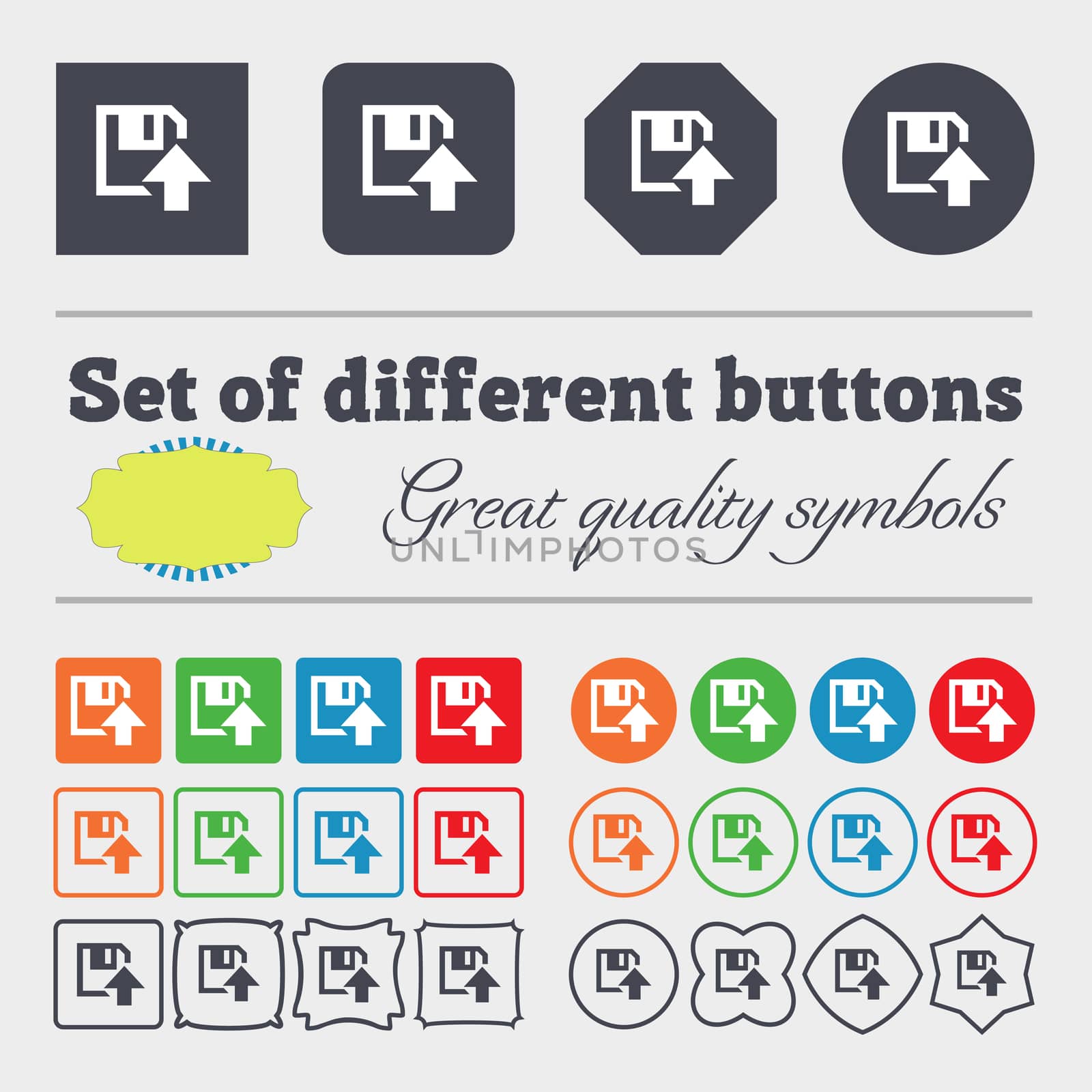 floppy icon. Flat modern design. Big set of colorful, diverse, high-quality buttons. illustration