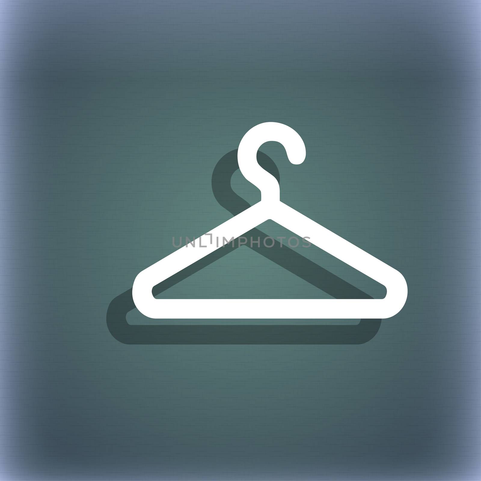 clothes hanger icon symbol on the blue-green abstract background with shadow and space for your text.  by serhii_lohvyniuk