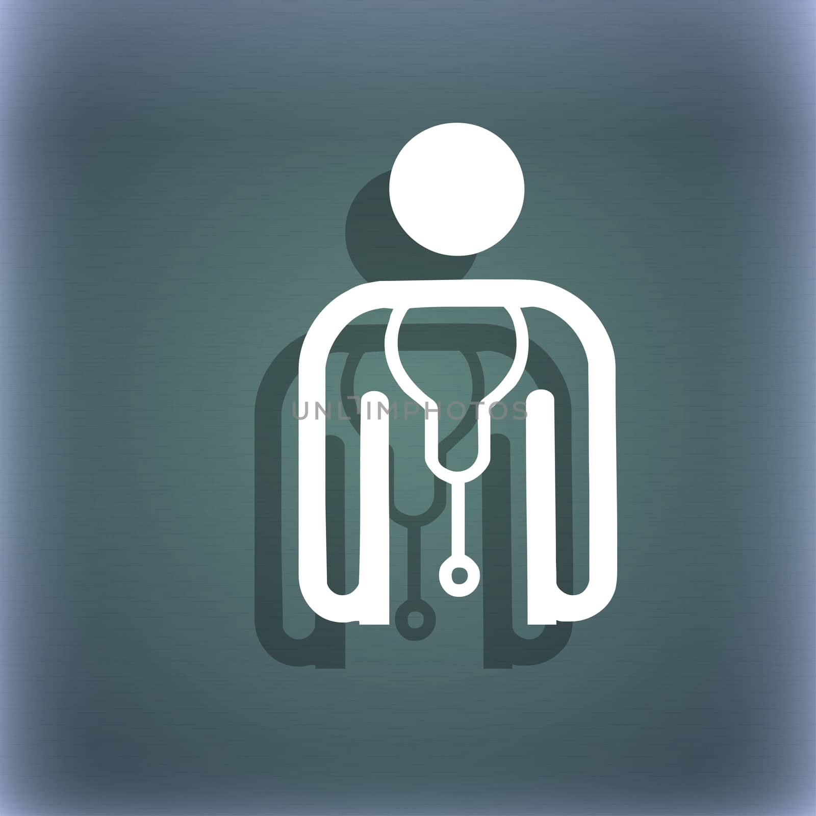 doctor icon symbol on the blue-green abstract background with shadow and space for your text. illustration