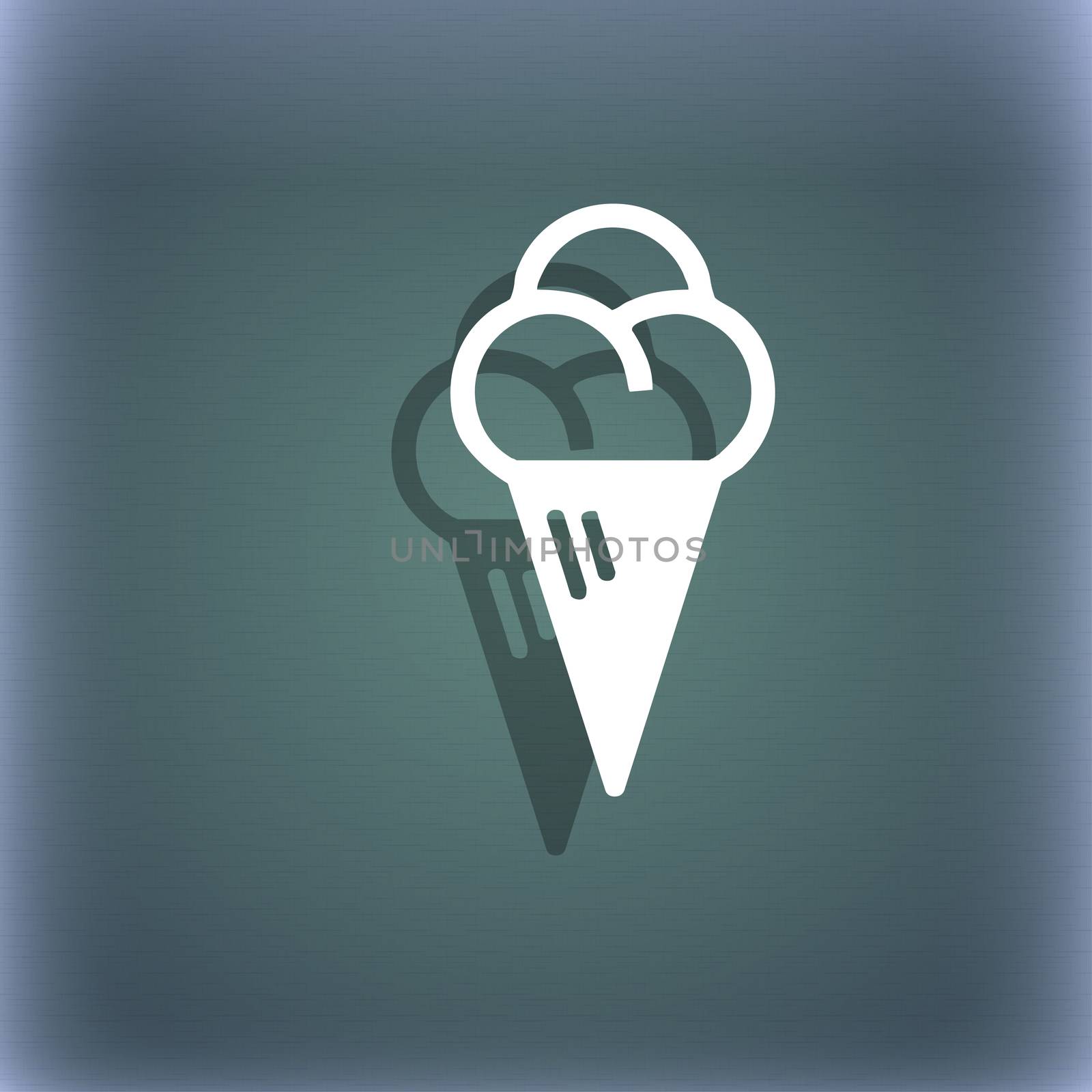 ice cream icon symbol on the blue-green abstract background with shadow and space for your text.  by serhii_lohvyniuk