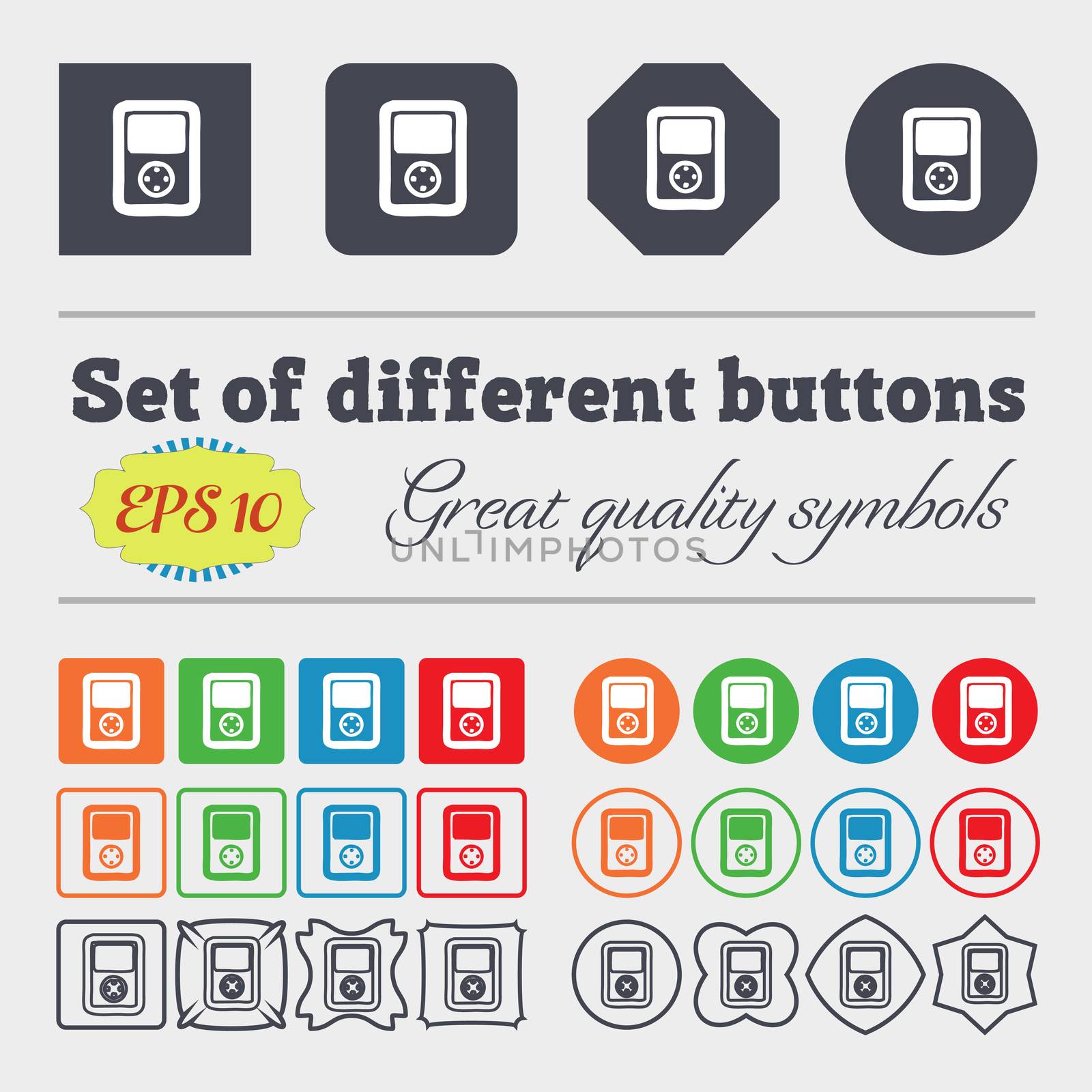 Tetris, video game console icon sign. Big set of colorful, diverse, high-quality buttons. illustration