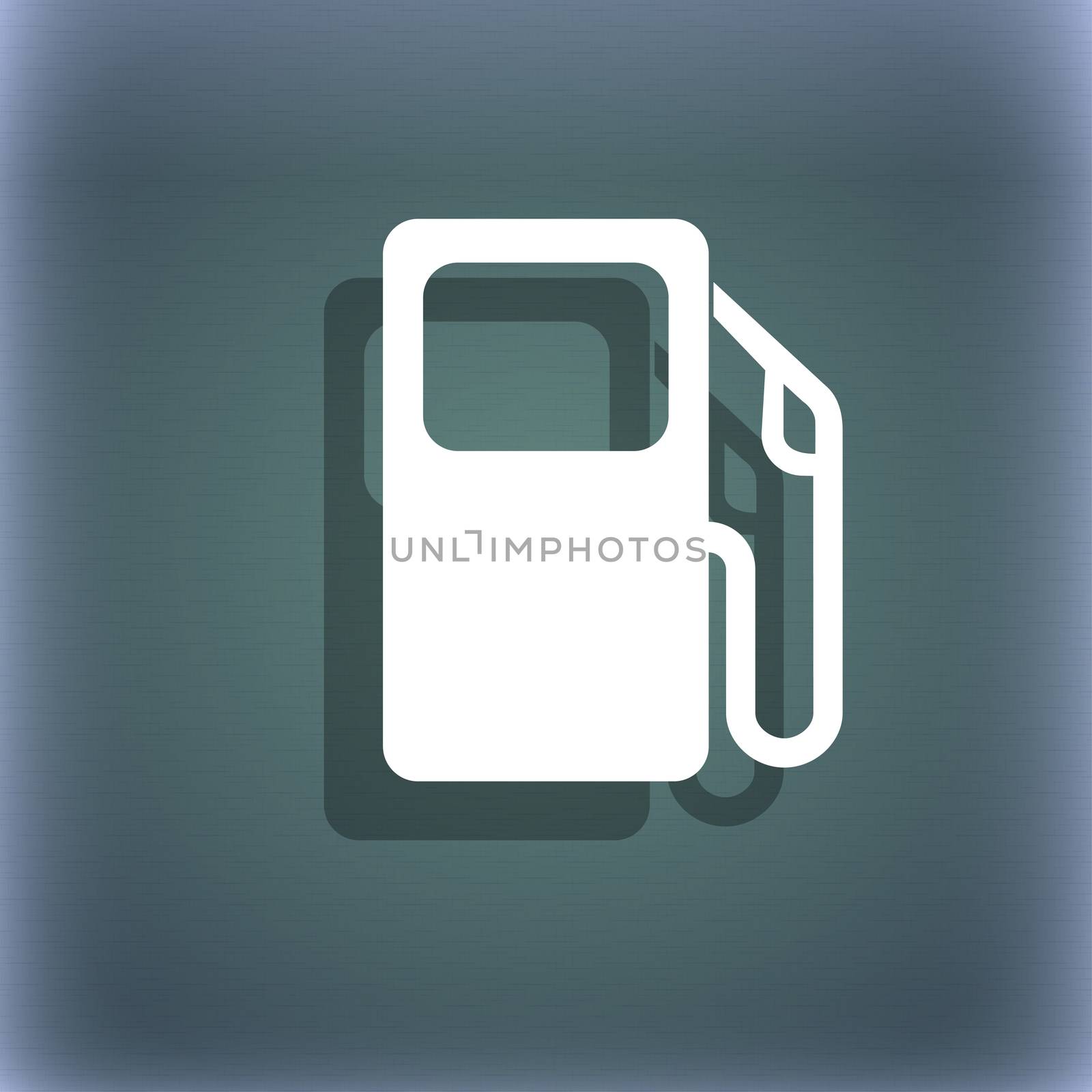 Auto gas station icon symbol on the blue-green abstract background with shadow and space for your text.  by serhii_lohvyniuk