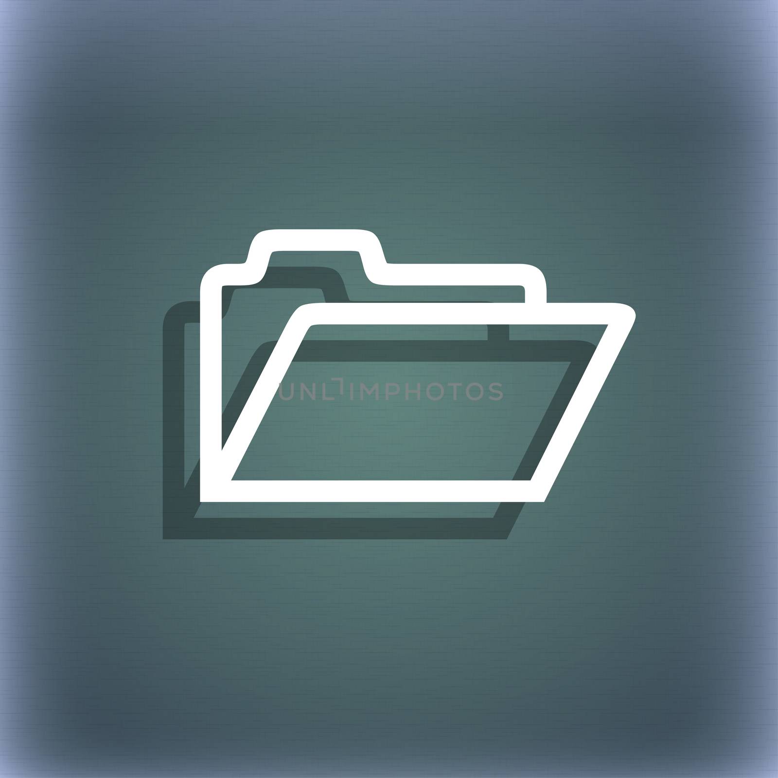 Folder icon symbol on the blue-green abstract background with shadow and space for your text.  by serhii_lohvyniuk