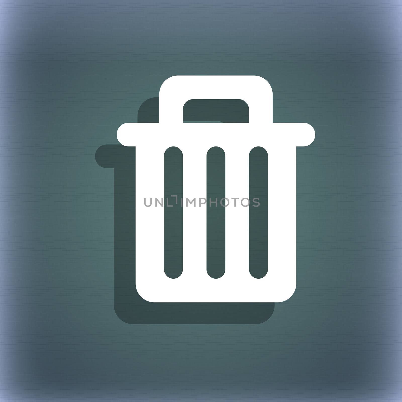Recycle bin icon symbol on the blue-green abstract background with shadow and space for your text.  by serhii_lohvyniuk