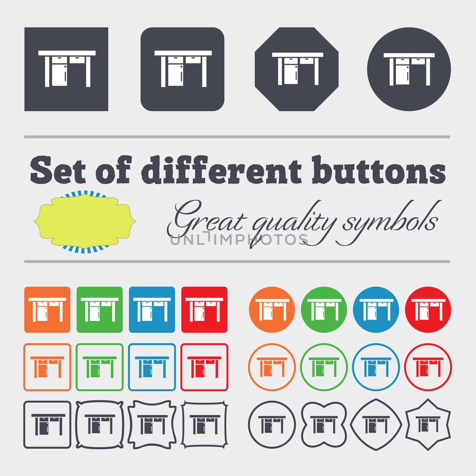 Table icon sign. Big set of colorful, diverse, high-quality buttons. illustration