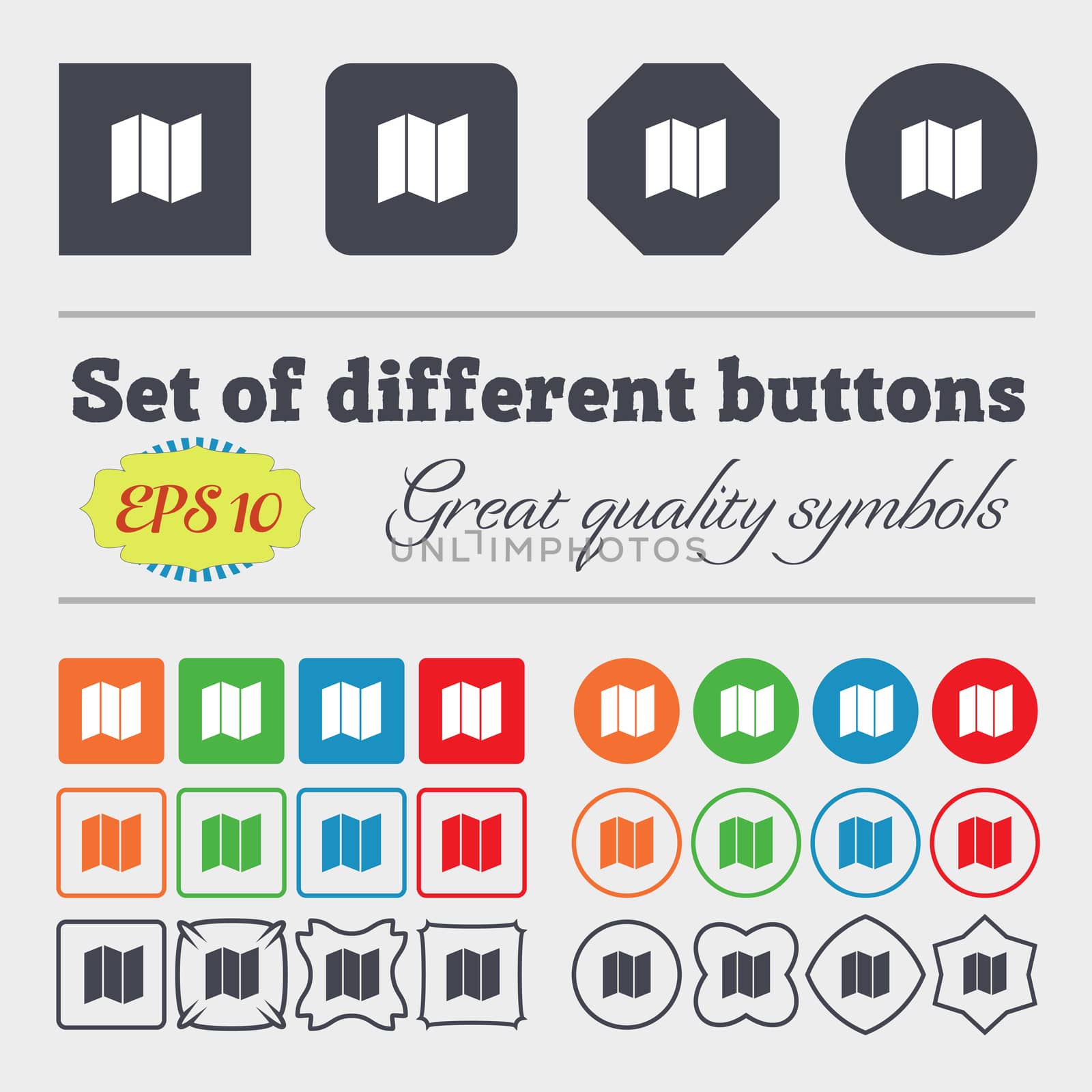 map icon sign Big set of colorful, diverse, high-quality buttons.  by serhii_lohvyniuk