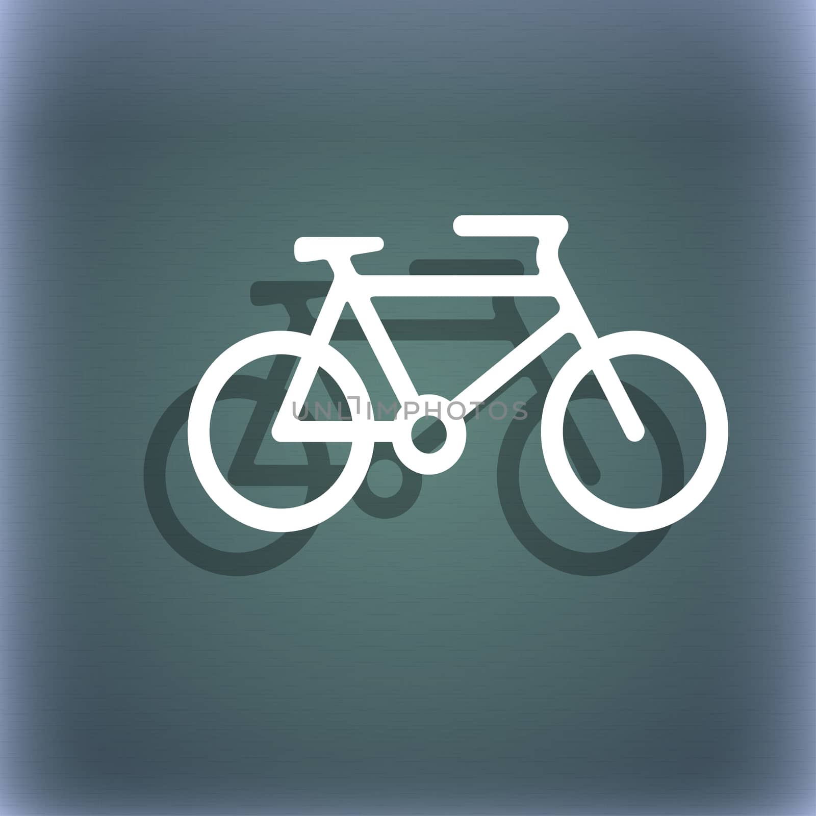 bike icon symbol on the blue-green abstract background with shadow and space for your text.  by serhii_lohvyniuk