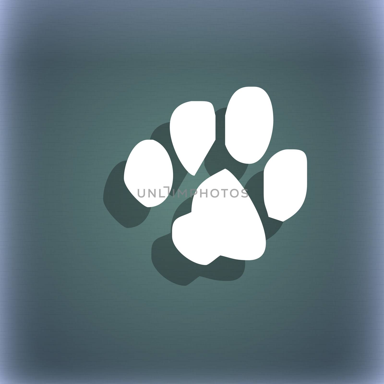 trace dogs icon symbol on the blue-green abstract background with shadow and space for your text.  by serhii_lohvyniuk