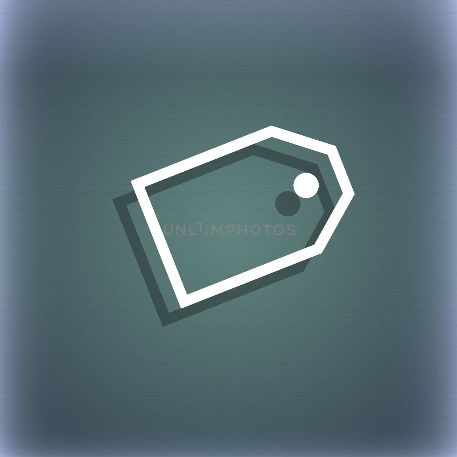 Web stickers icon symbol on the blue-green abstract background with shadow and space for your text. illustration