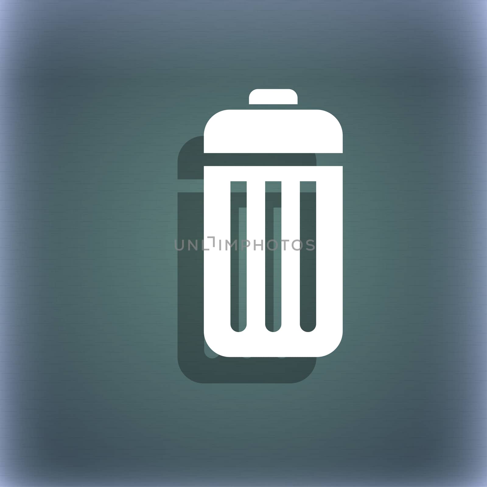 The trash icon symbol on the blue-green abstract background with shadow and space for your text.  by serhii_lohvyniuk