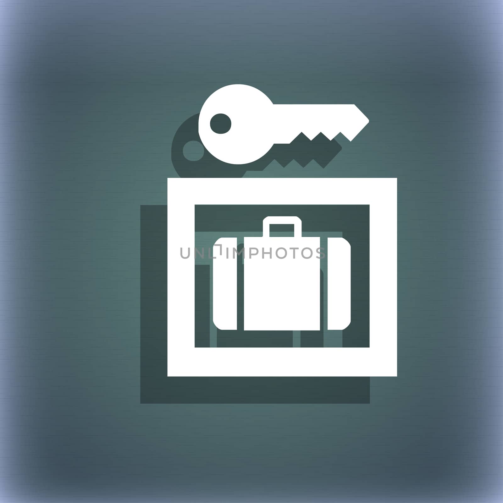 Luggage Storage icon symbol on the blue-green abstract background with shadow and space for your text.  by serhii_lohvyniuk