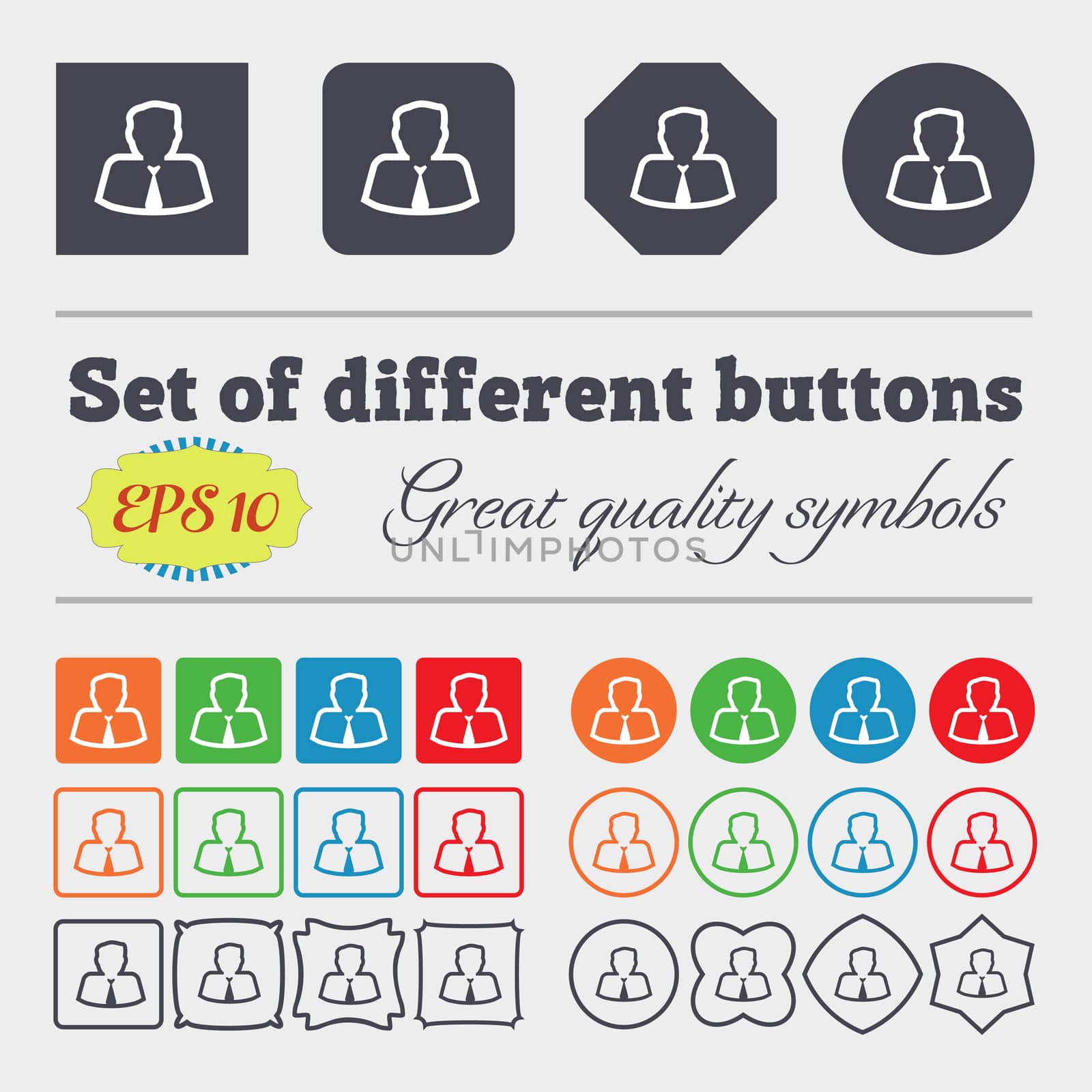 Avatar icon sign. Big set of colorful, diverse, high-quality buttons. illustration
