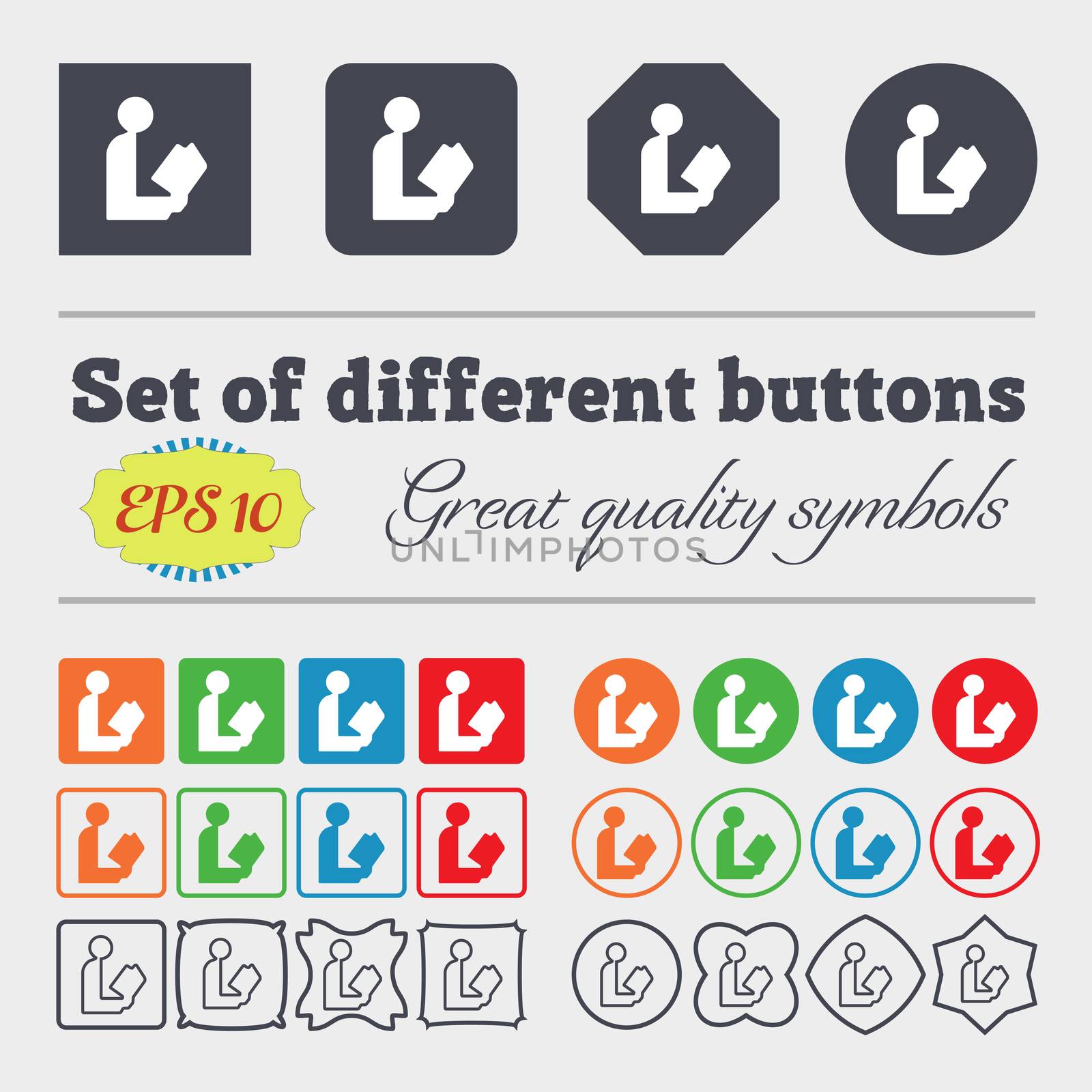 read a book icon sign. Big set of colorful, diverse, high-quality buttons.  by serhii_lohvyniuk