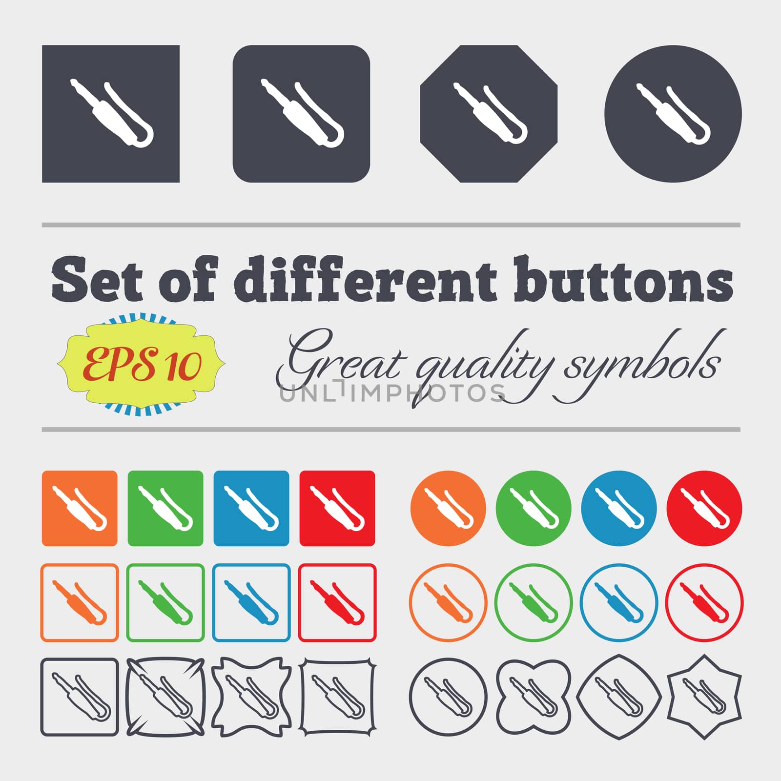 plug, mini jack icon sign. Big set of colorful, diverse, high-quality buttons. illustration