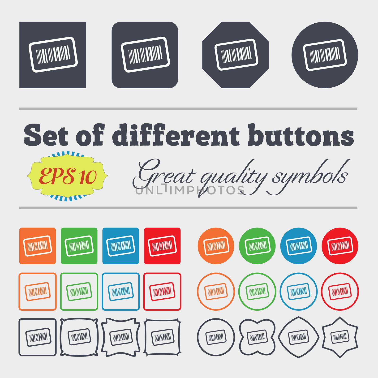 Barcode icon sign. Big set of colorful, diverse, high-quality buttons.  by serhii_lohvyniuk