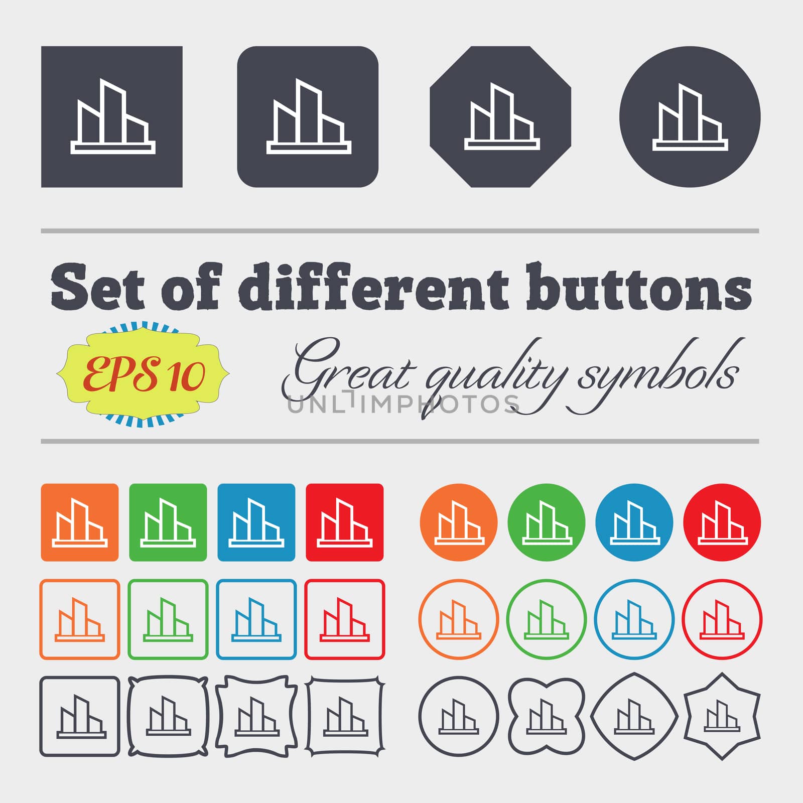 Diagram icon sign. Big set of colorful, diverse, high-quality buttons. illustration