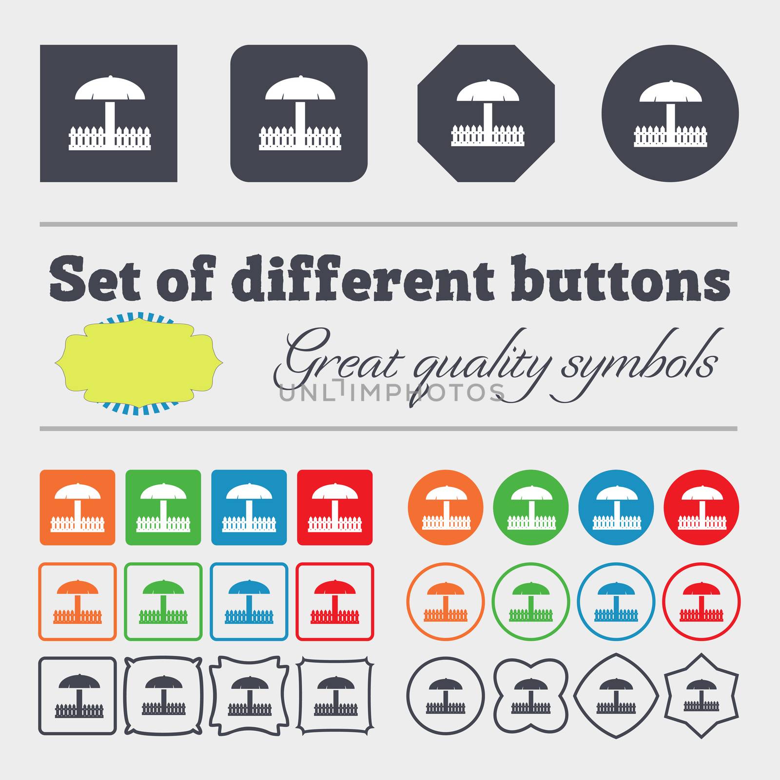 Sandbox icon sign. Big set of colorful, diverse, high-quality buttons. illustration
