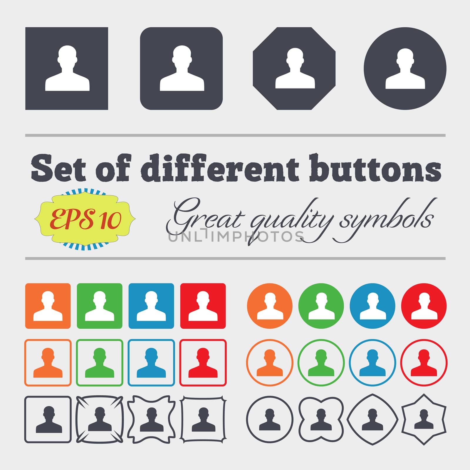 User, Person, Log in icon sign Big set of colorful, diverse, high-quality buttons. illustration