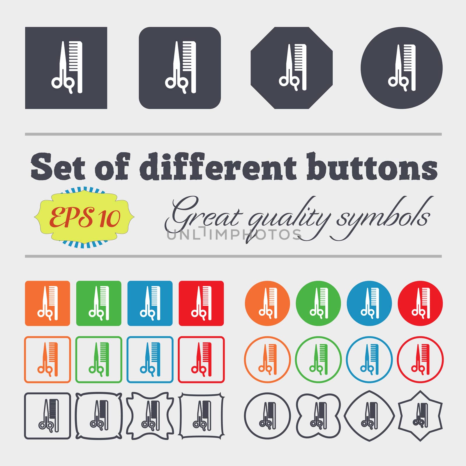 hair icon sign. Big set of colorful, diverse, high-quality buttons.  by serhii_lohvyniuk