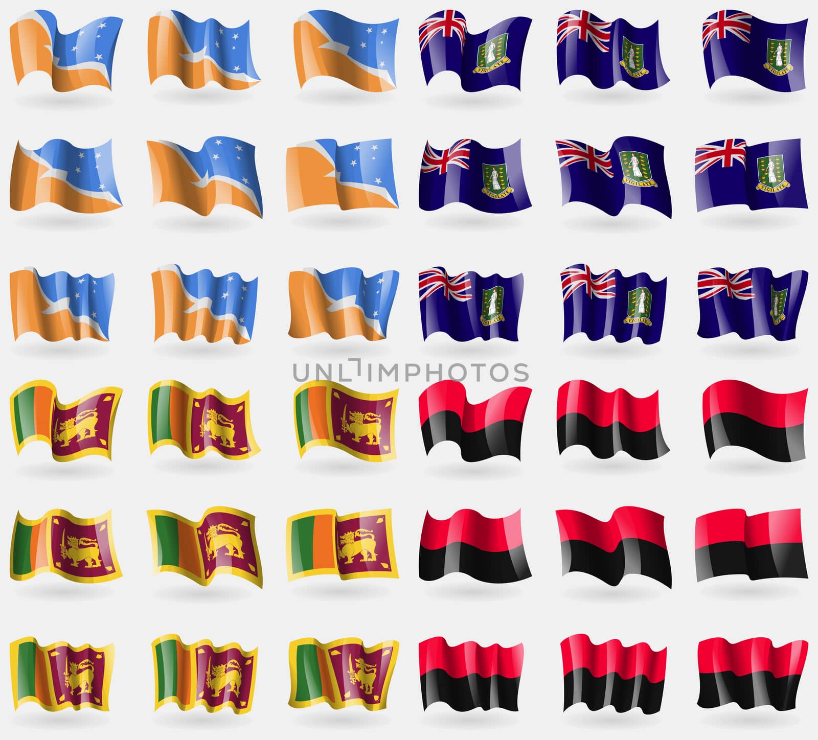 Tierra del Fuego Province, VirginIslandsUK, Sri Lanka, UPA. Set of 36 flags of the countries of the world.  by serhii_lohvyniuk
