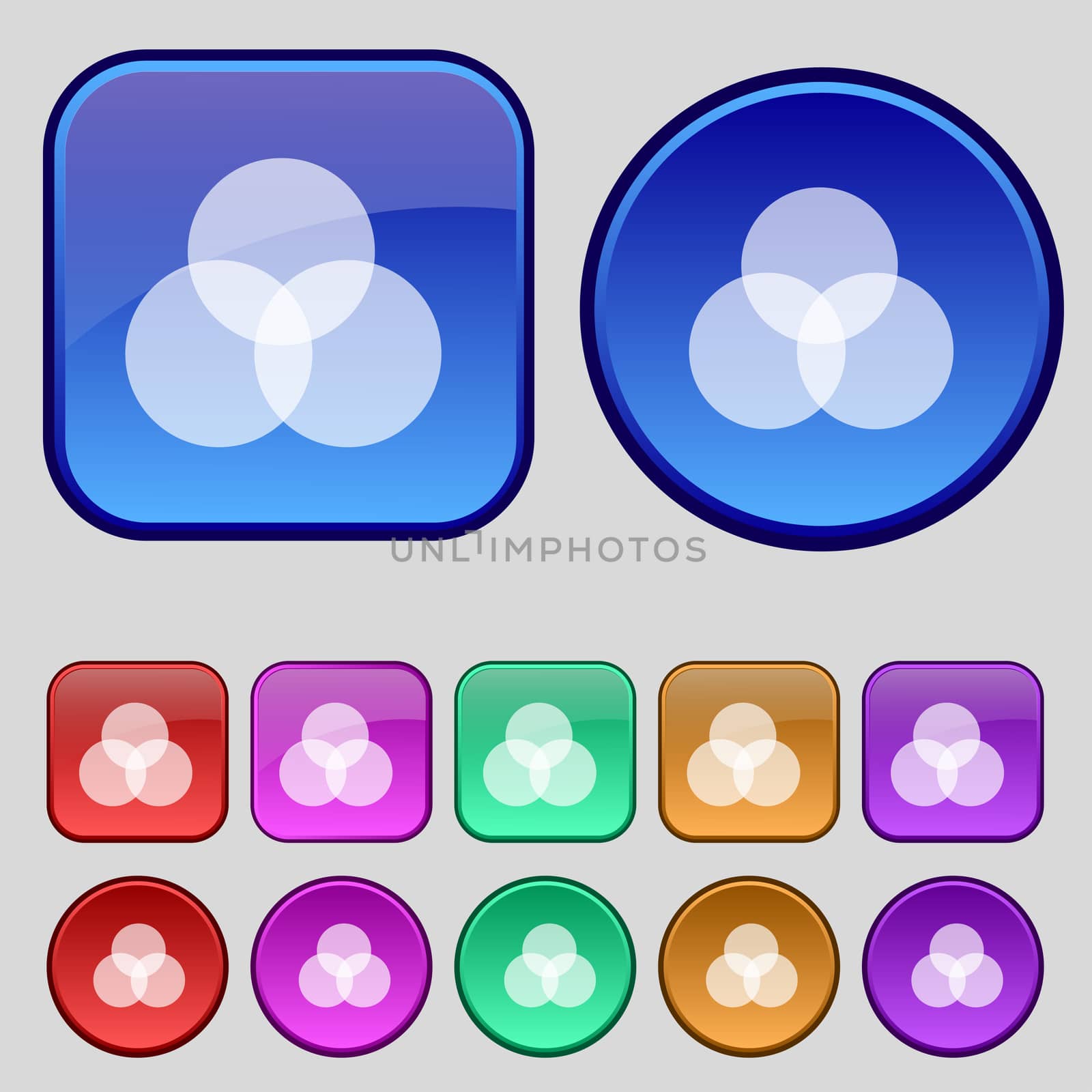 Color scheme icon sign. A set of twelve vintage buttons for your design. illustration
