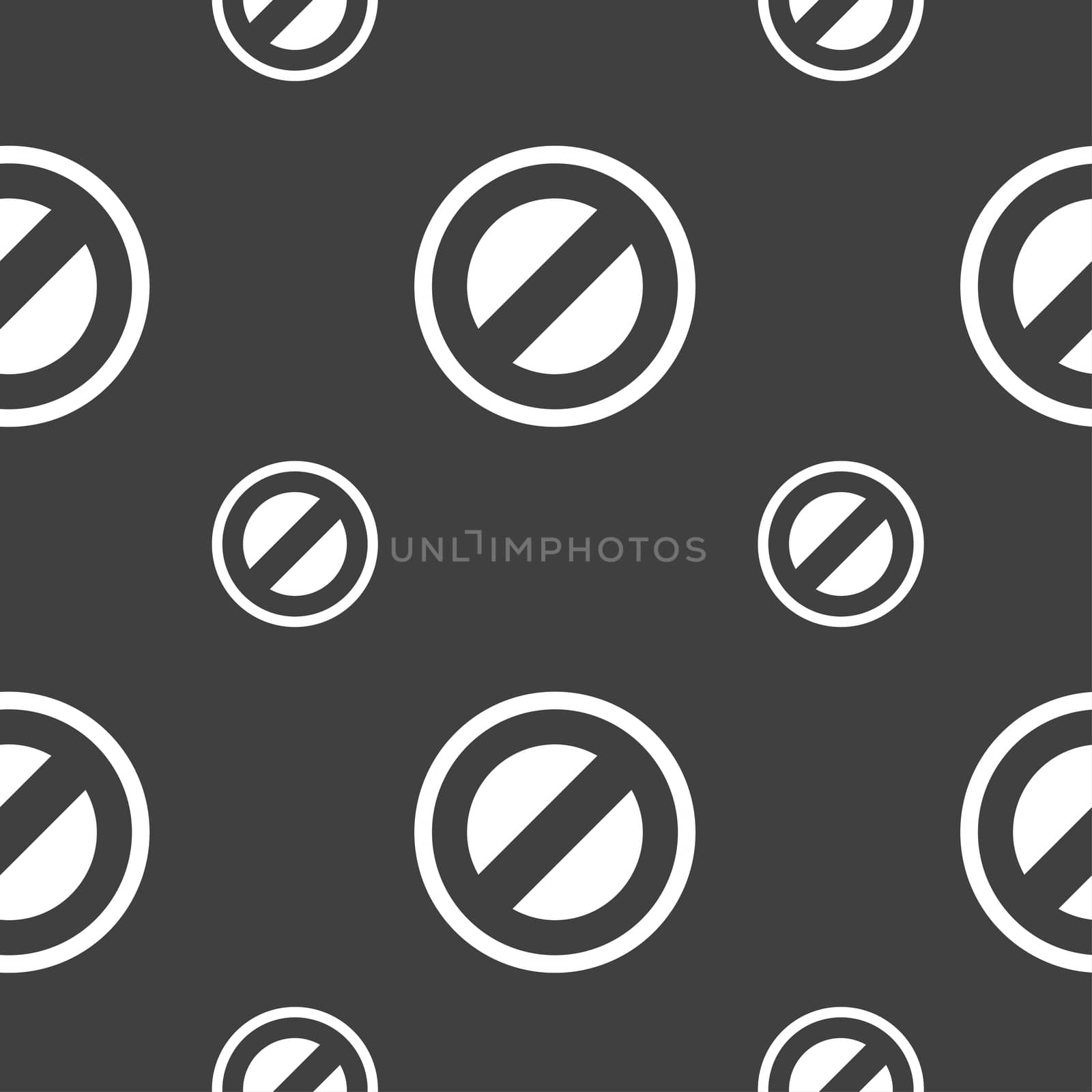 Cancel icon sign. Seamless pattern on a gray background.  by serhii_lohvyniuk