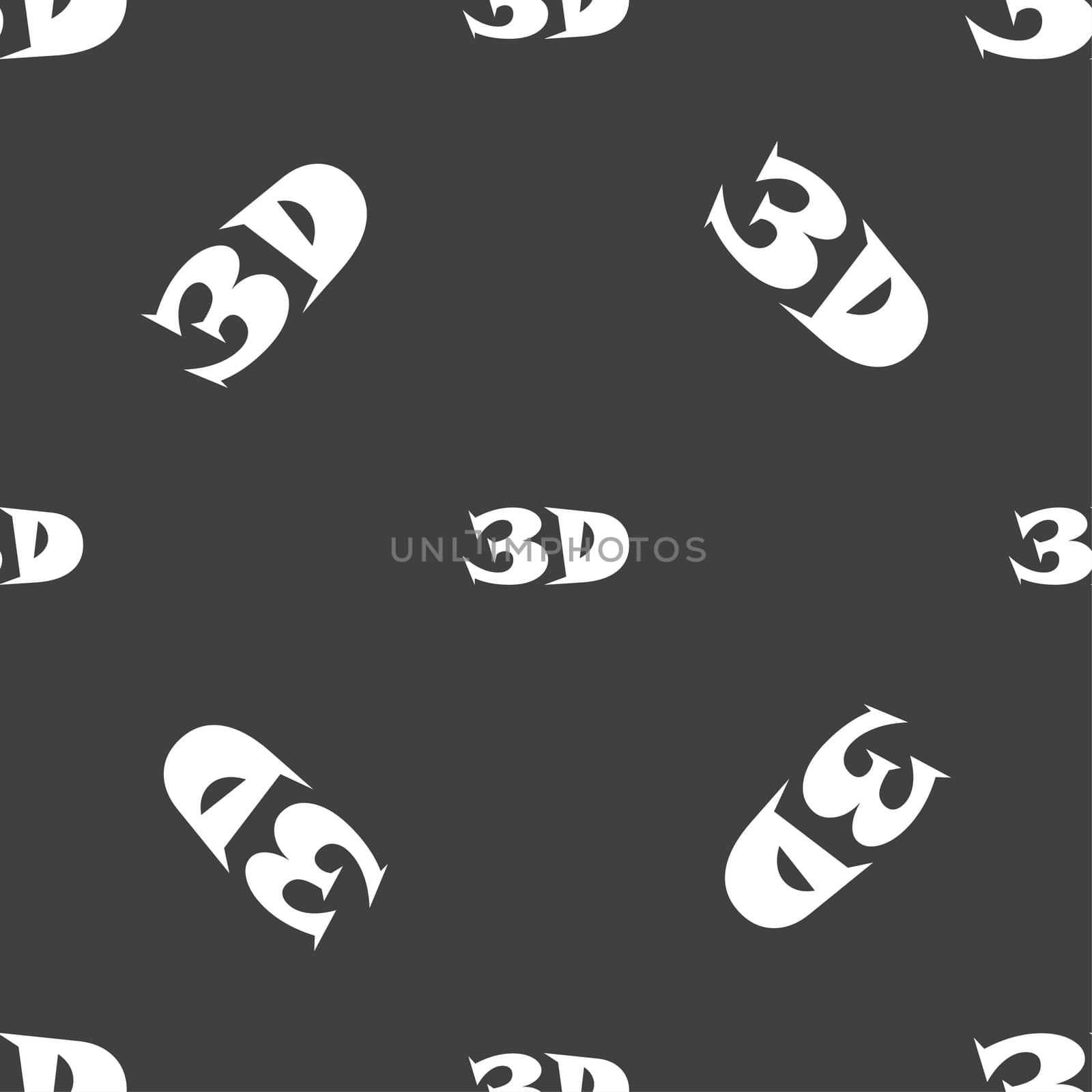 3D sign icon. 3D New technology symbol. Seamless pattern on a gray background. illustration