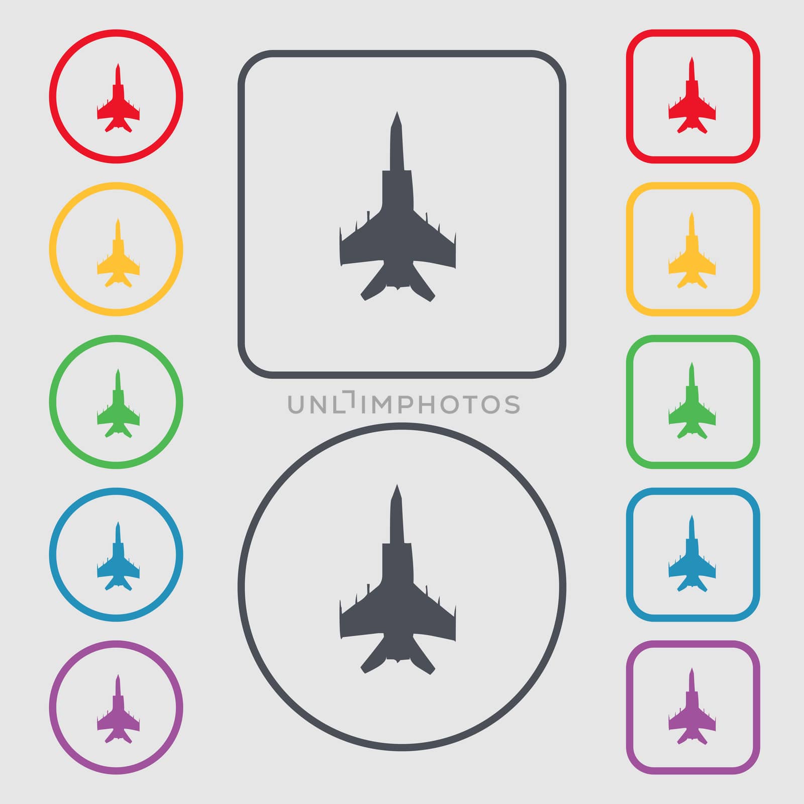 fighter icon sign. symbol on the Round and square buttons with frame. illustration