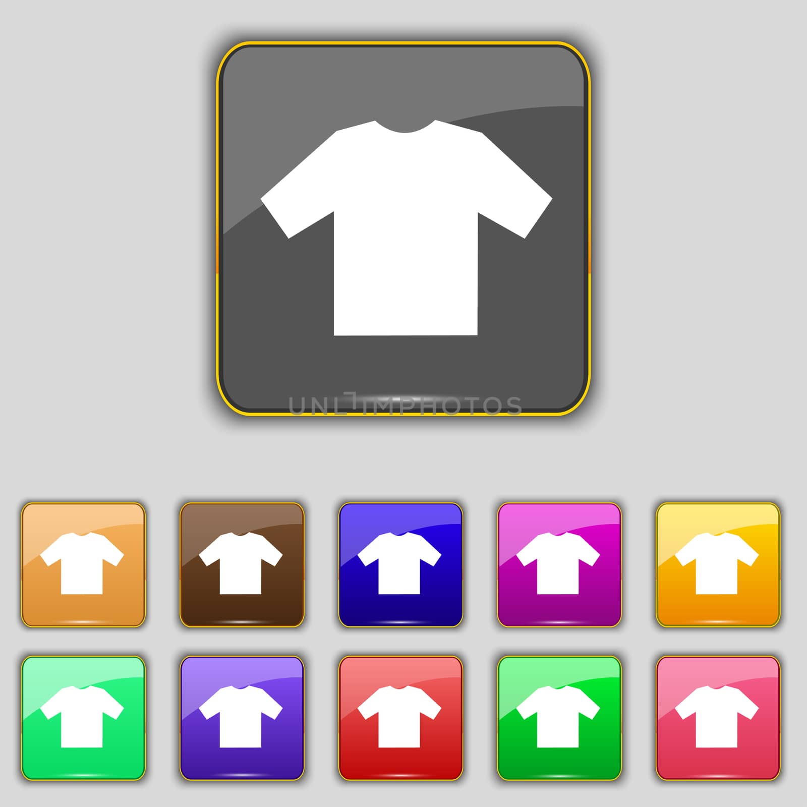 t-shirt icon sign. Set with eleven colored buttons for your site.  by serhii_lohvyniuk