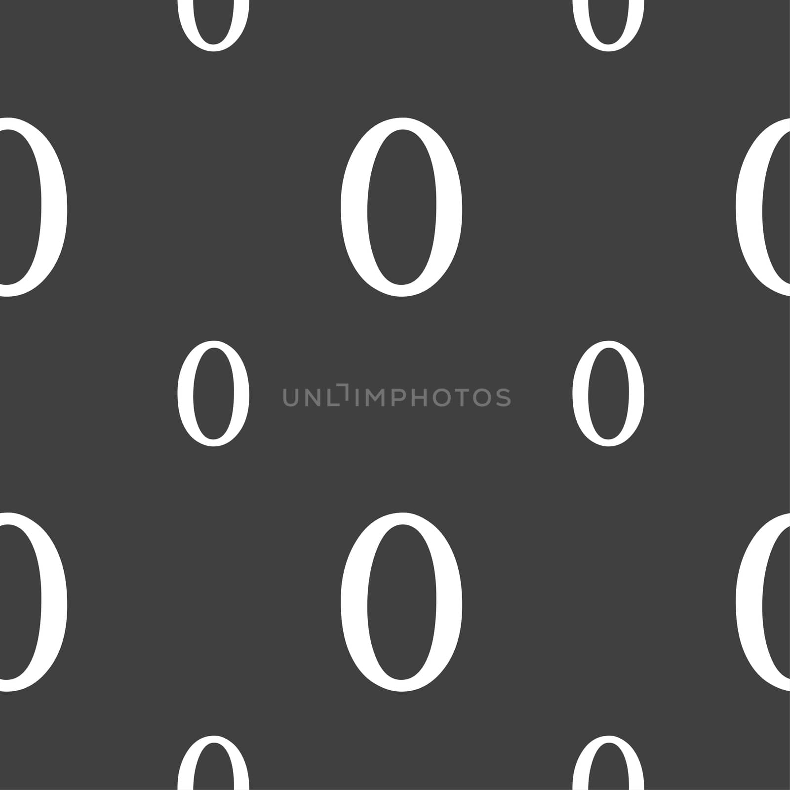 number zero icon sign. Seamless pattern on a gray background. illustration