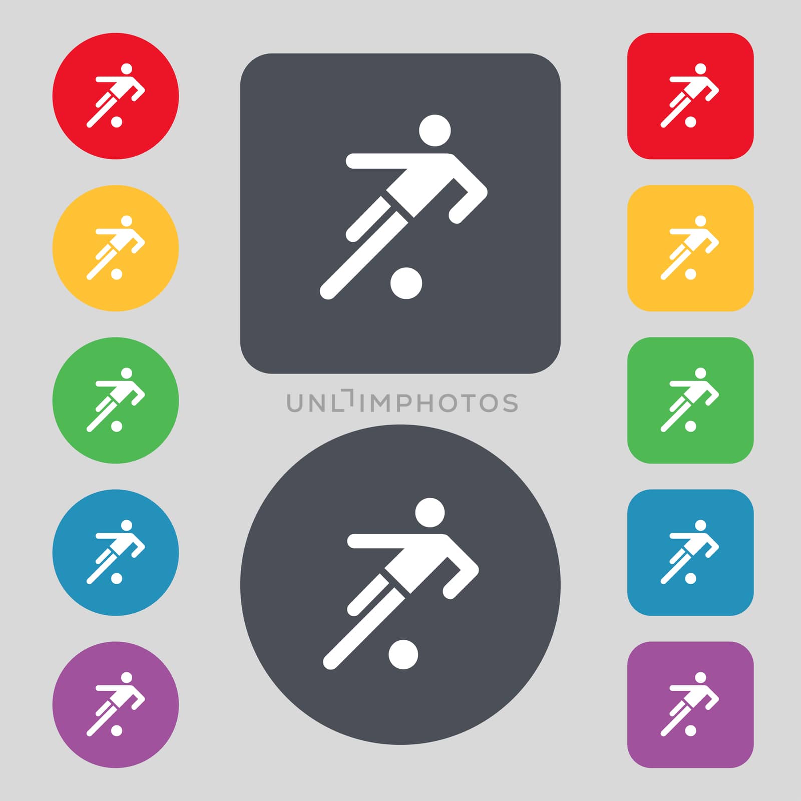 football player icon. Flat modern Set colourful web buttons. illustration